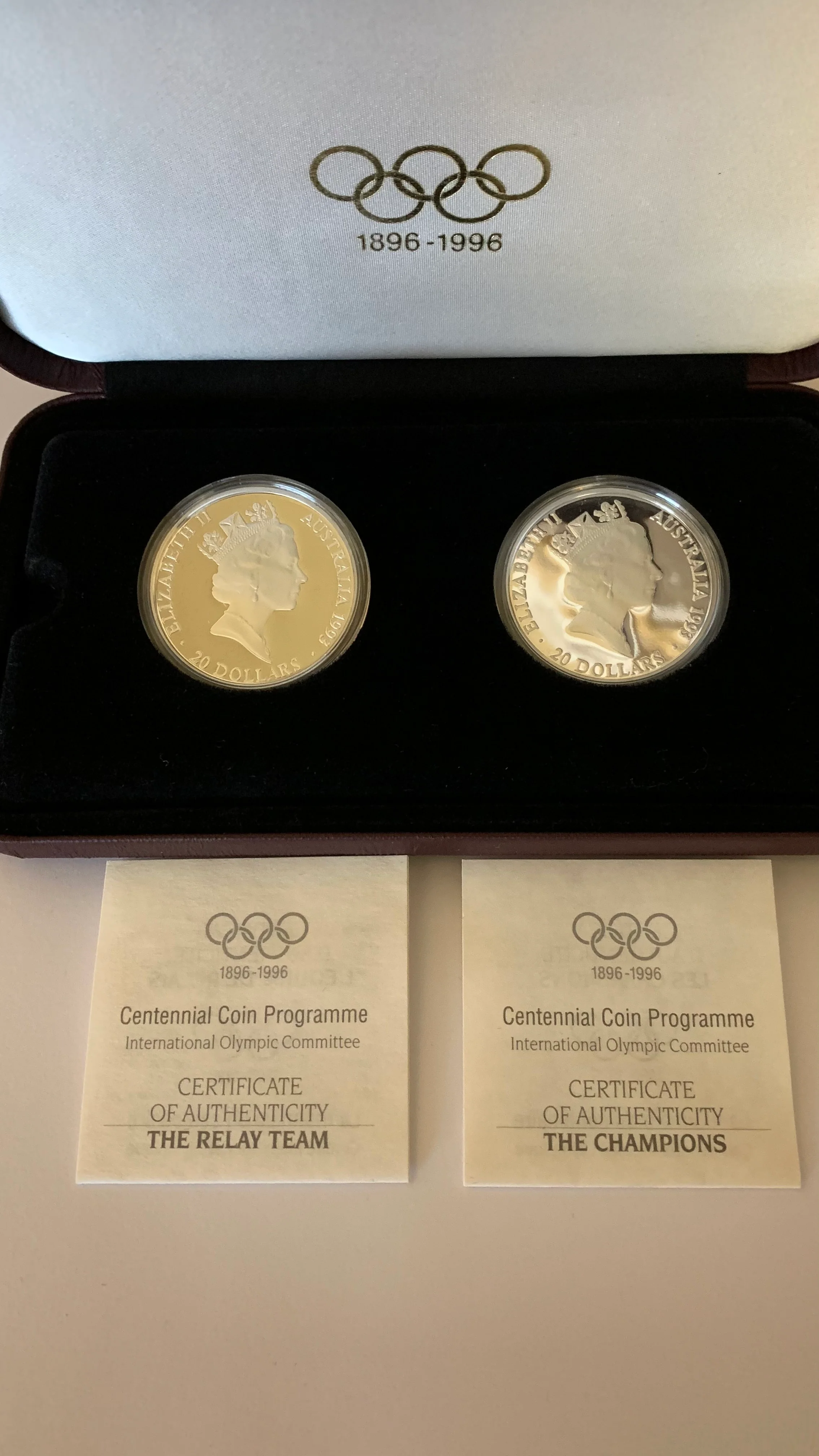 Australia 1996 Royal Australian Mint Olympic Centennial  2 x $20 Silver Proof - Image 2