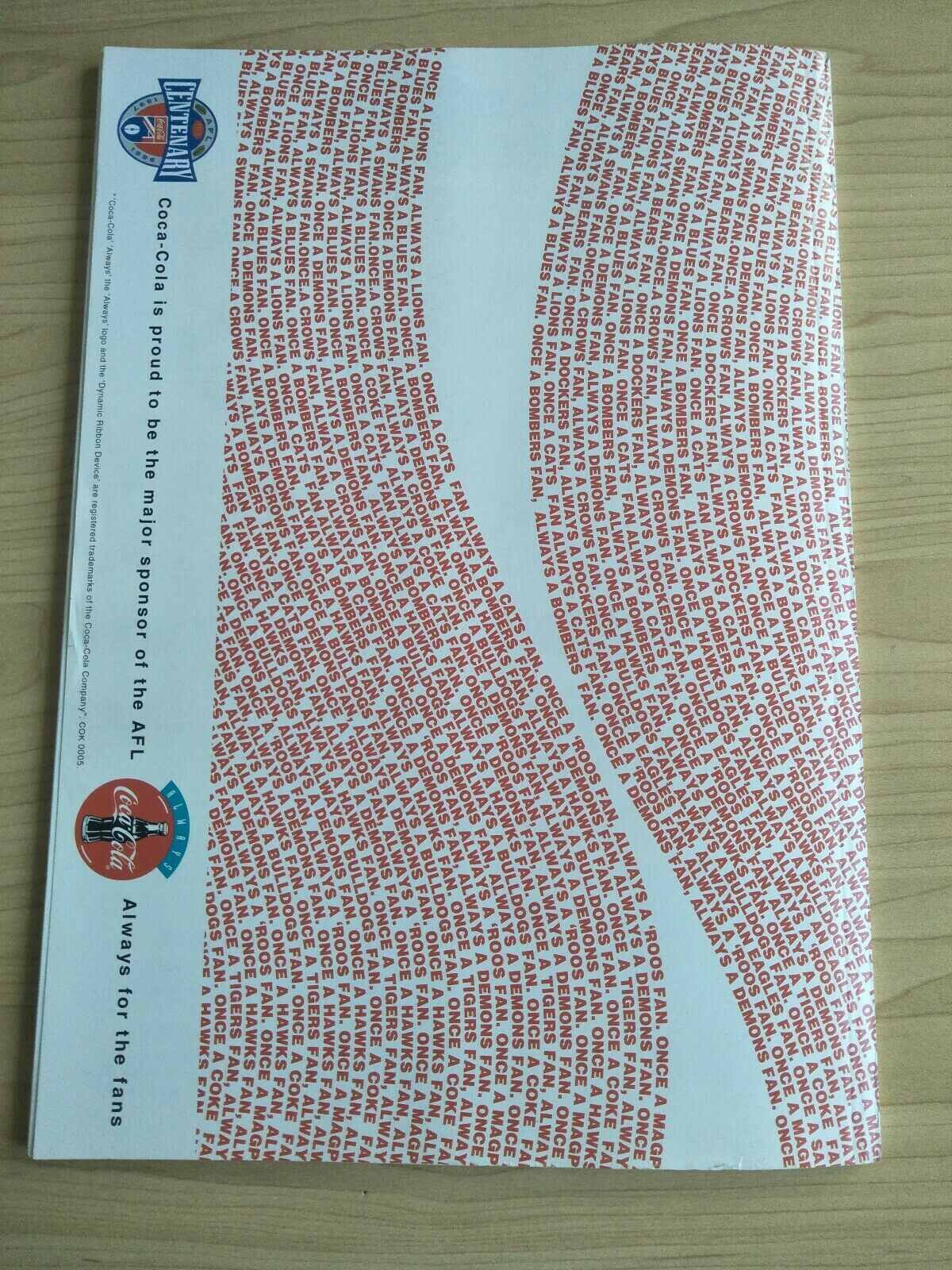 1996 Centenary Souvenir Edition AFL Football Record Including Fixture - Image 4