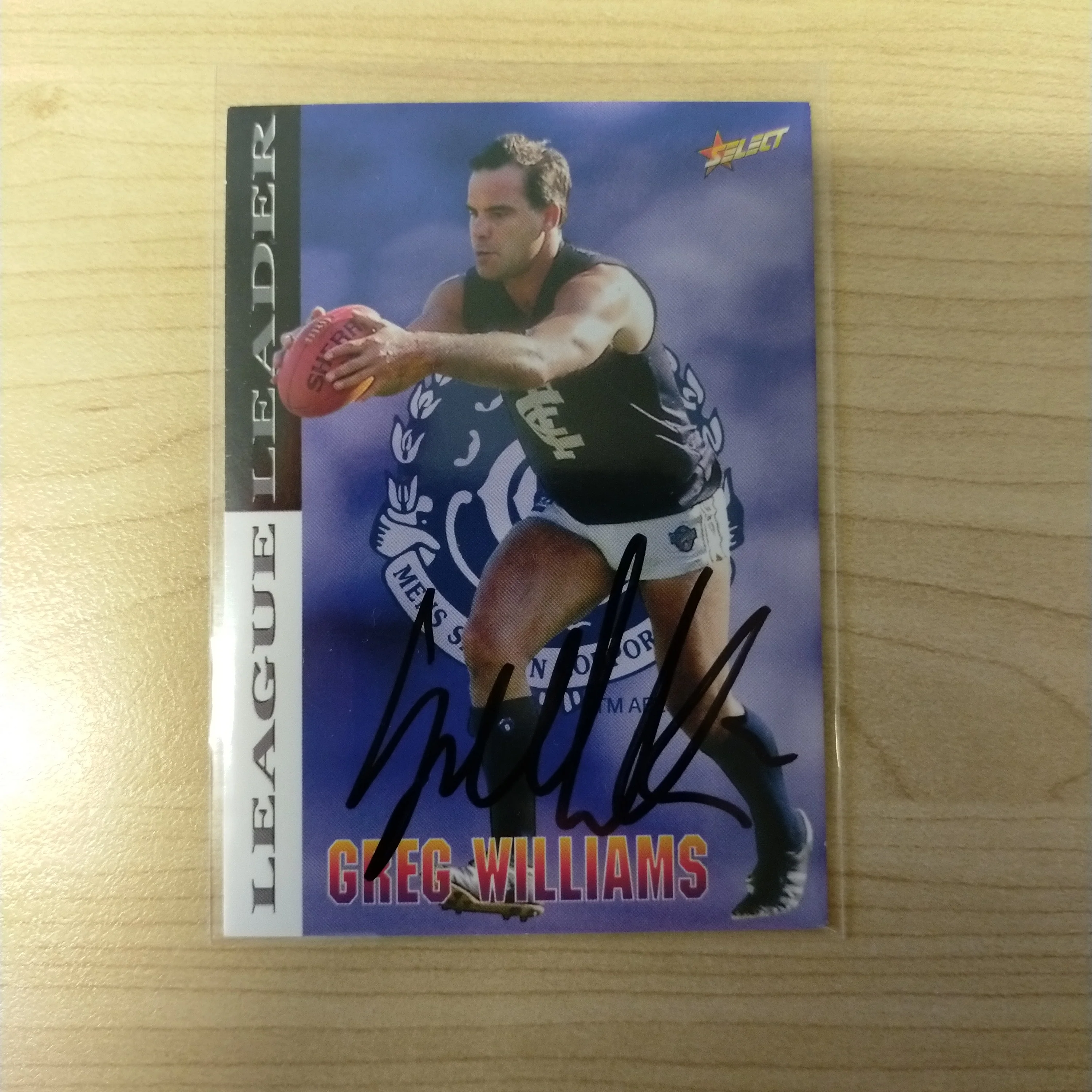 1996 Select AFL Centenary AFLPA Leauge Leader Greg Williams Carlton No.252 Hand Signed Card