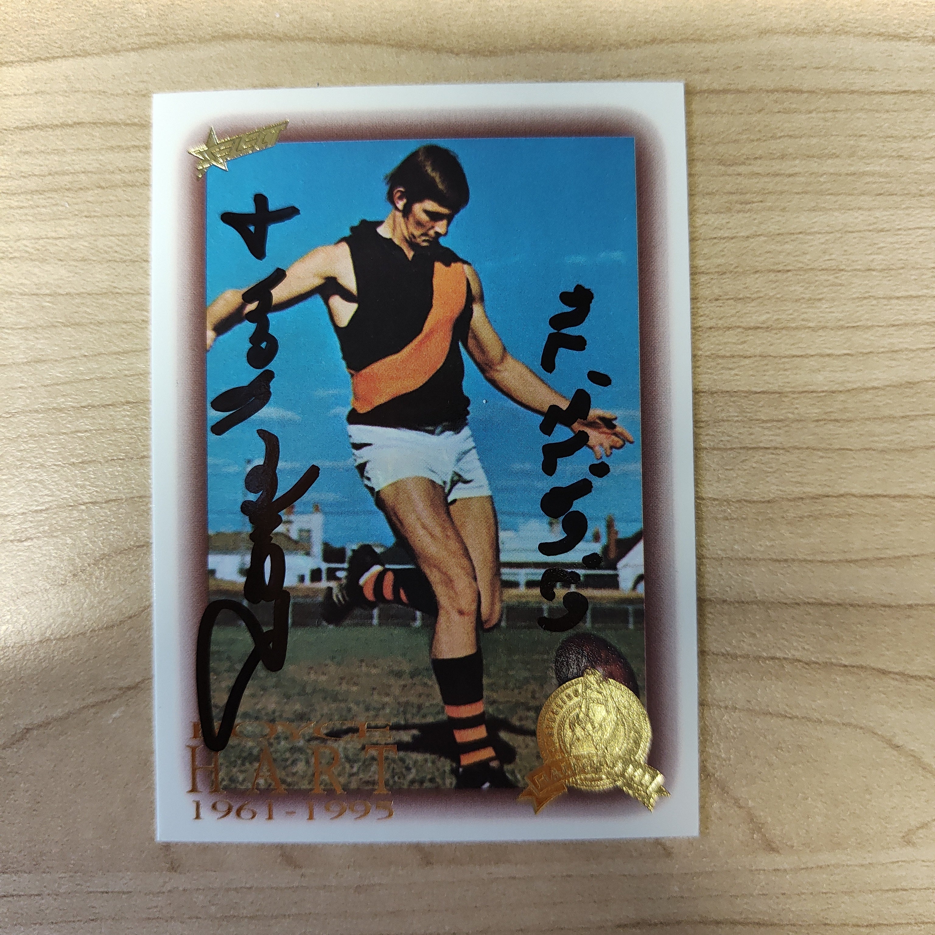 1996 Select AFL Centenary Hall of Fame Royce Hart Hand Signed Card Richmond