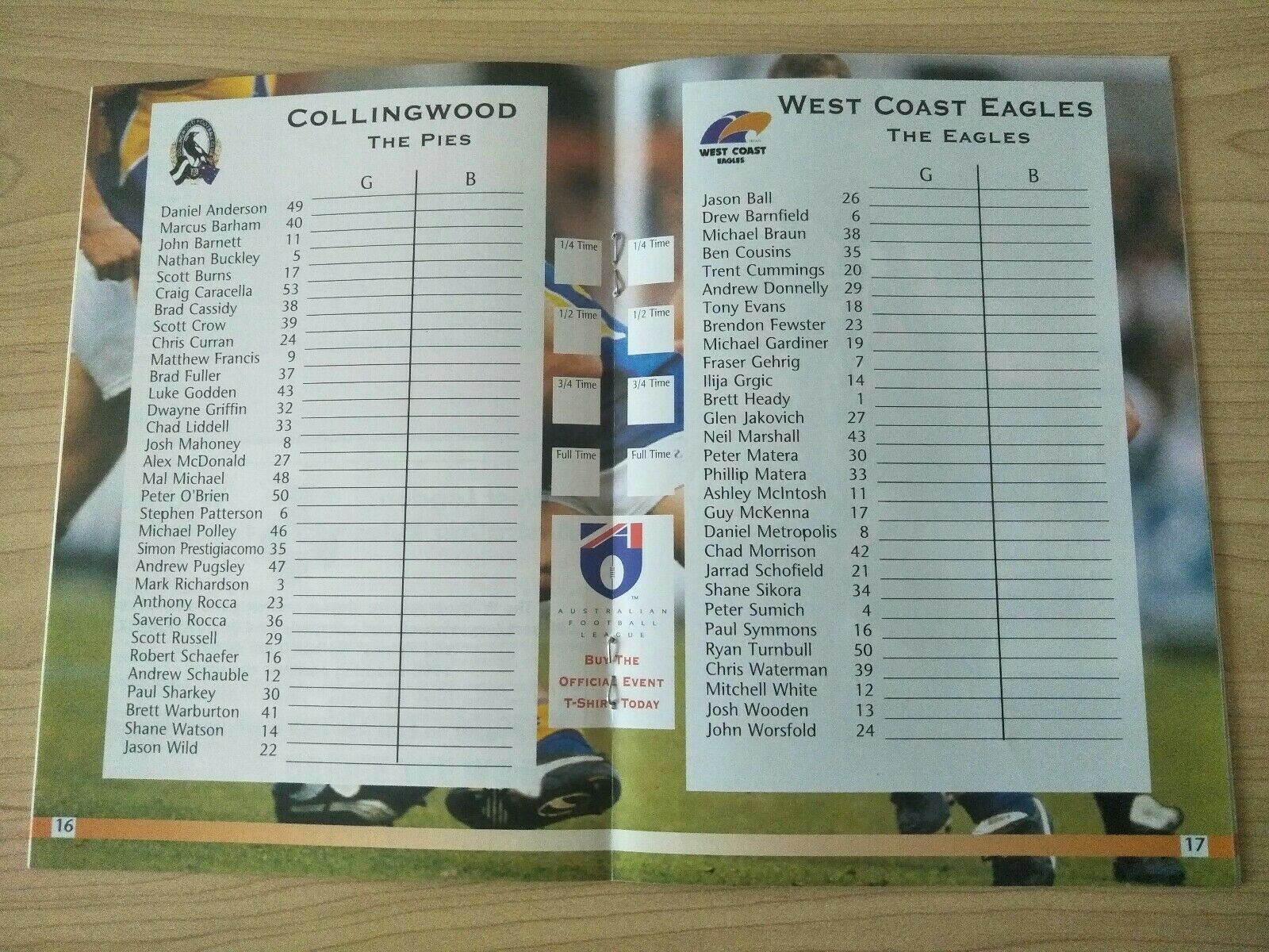 1997 Australian Football Cup Collingwood v West Coast In London Football Record - Image 2