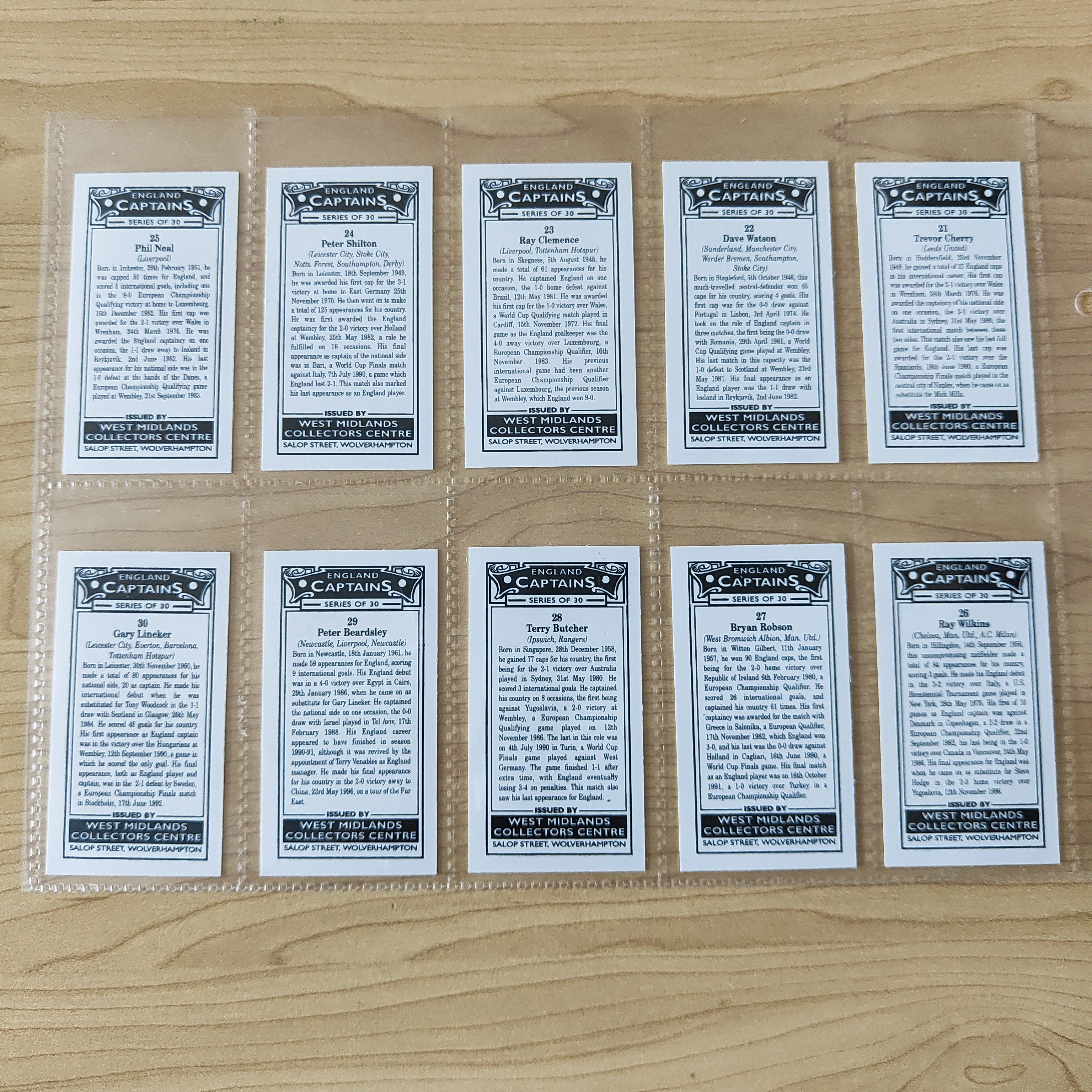 1997 Soccer West Midlands Collectors Centre England Captains Complete Set of 30 Cigarette Cards - Image 6