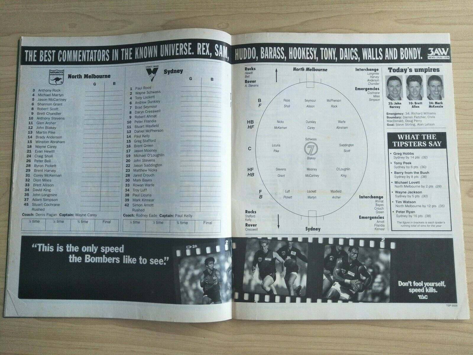 1998 Round 8 Football Record North Melbourne v Sydney Match Day Edition - Image 2
