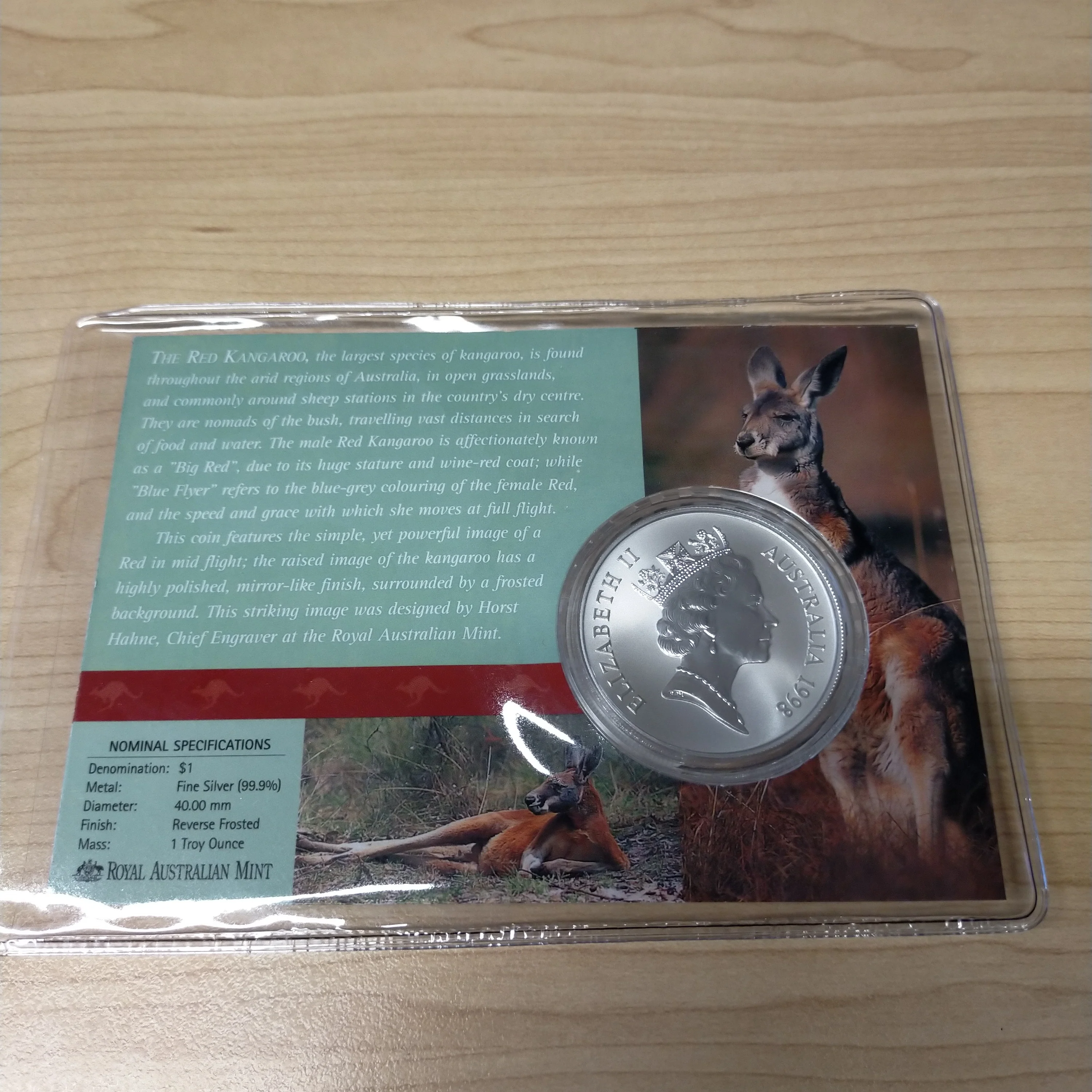 Australia 1998 Royal Australian Mint $1 Kangaroo 1 oz One Ounce Silver Coin - Image 2