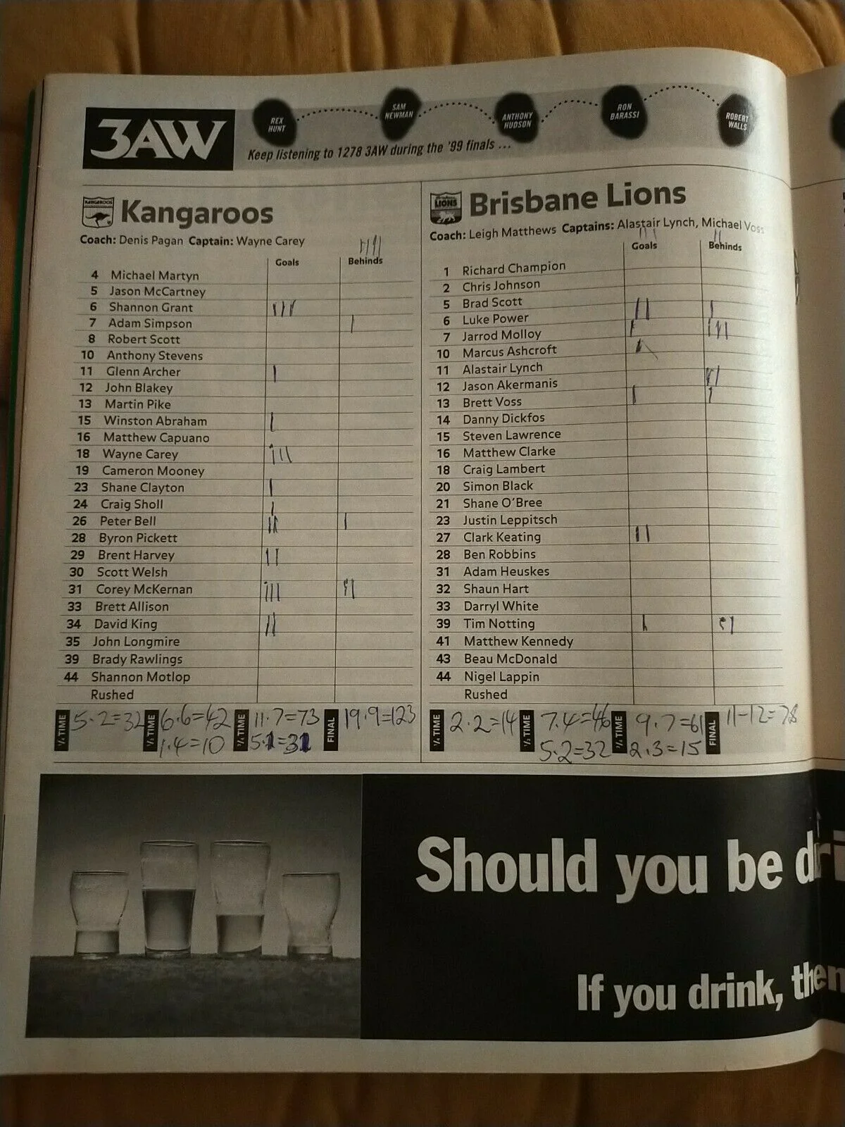 1999 1st Preliminary Final AFL Football Record North Melbourne v Brisbane - Image 3