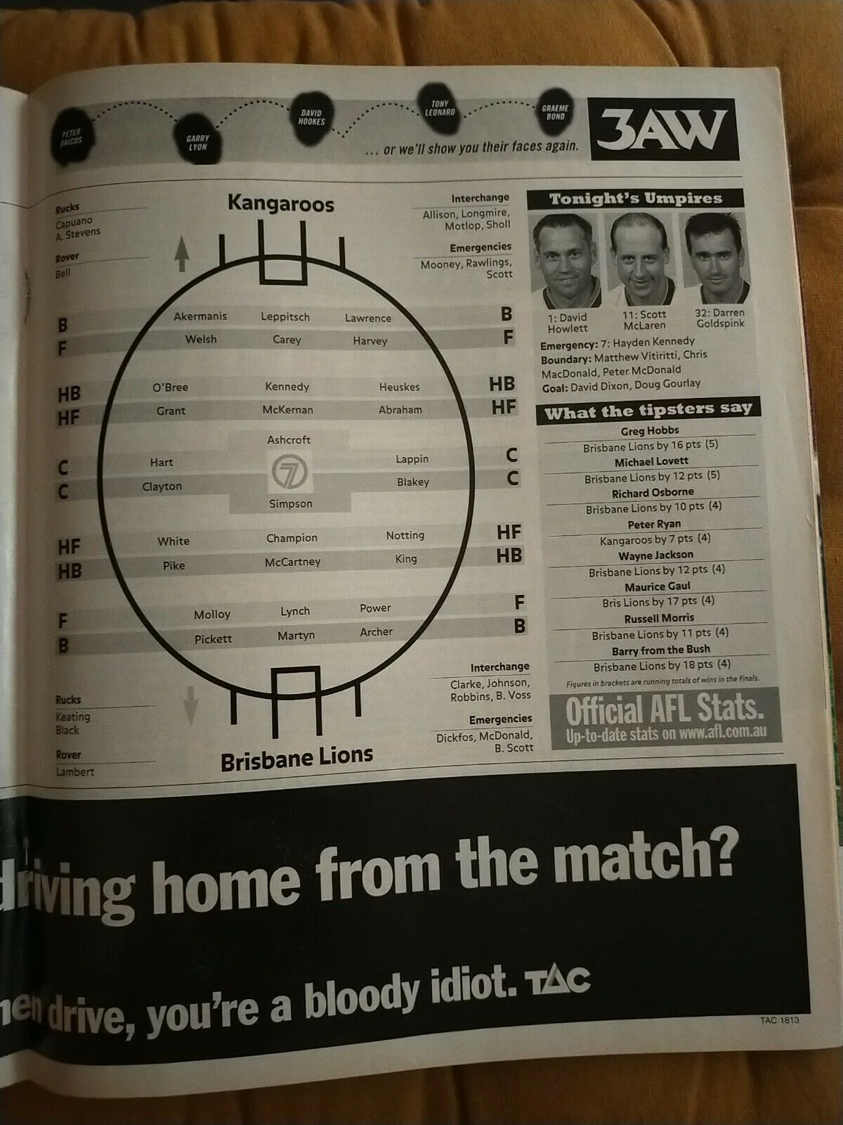 1999 1st Preliminary Final AFL Football Record North Melbourne v Brisbane - Image 4