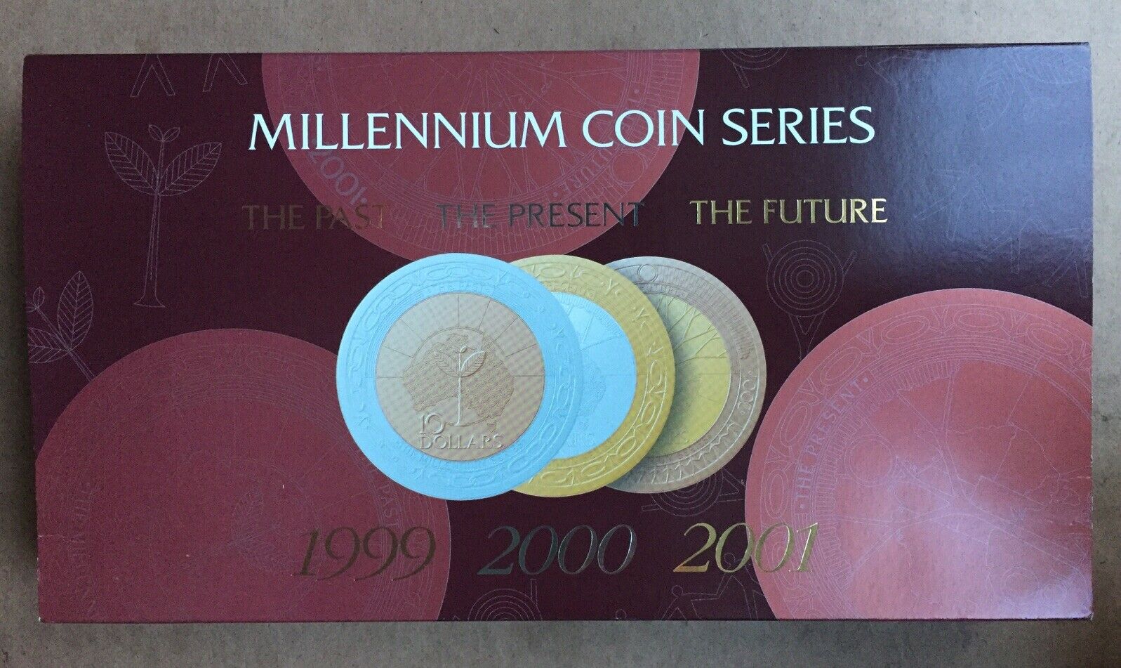 Australia 1999 - 2001 Millennium Past, Present & Future Silver $10 Proof Set Matching no.