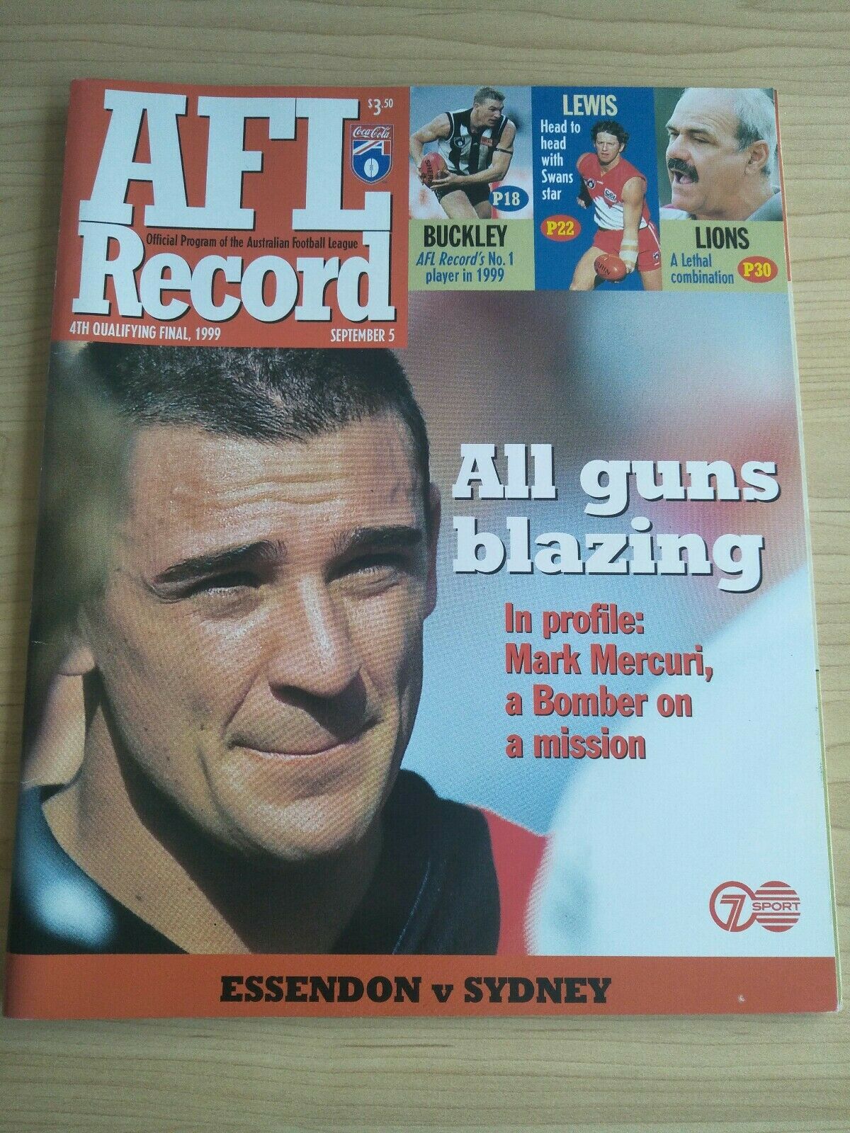 1999 4th Qualifying Final Football Record Essendon v Sydney