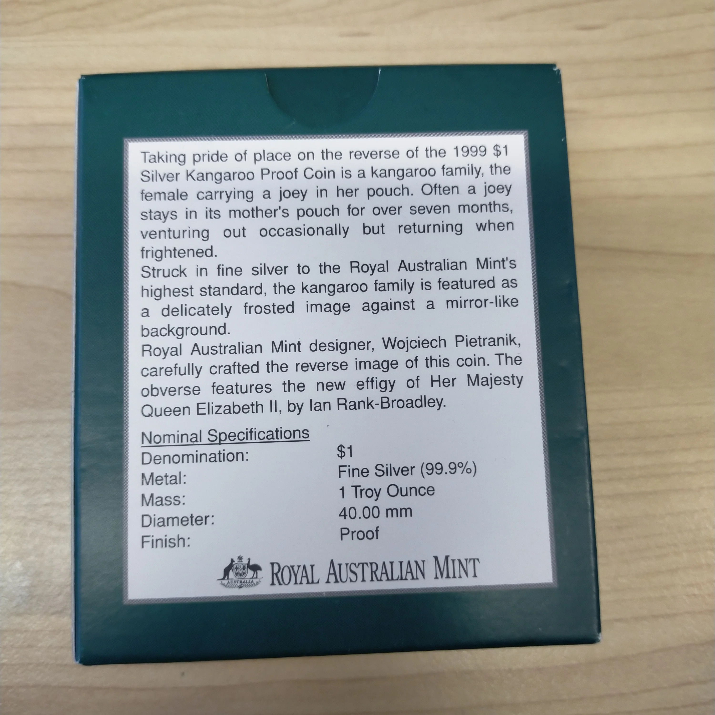 Australia 1999 Royal Australian Mint $1 Kangaroo Silver Proof Coin - Image 3