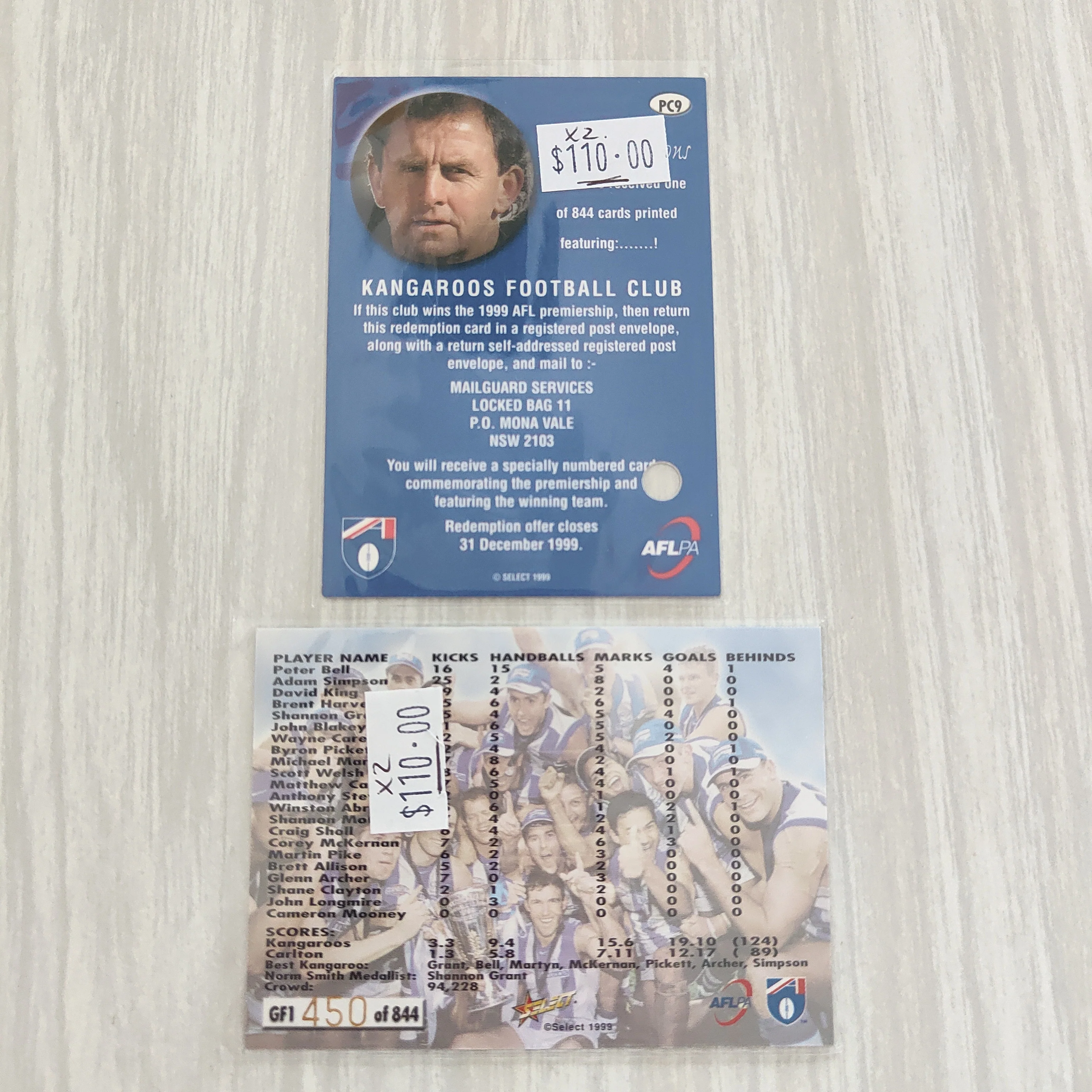 1999 Select North Melbourne Premiership Redemption Set - Image 2