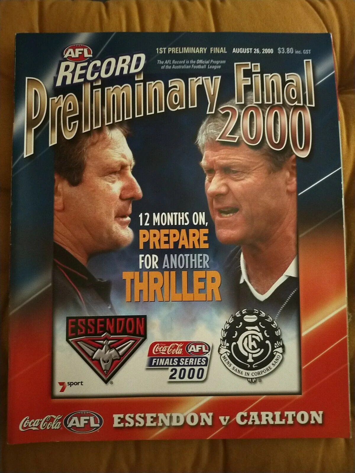 2000 1st Preliminary Final AFL Football Record Essendon v Carlton