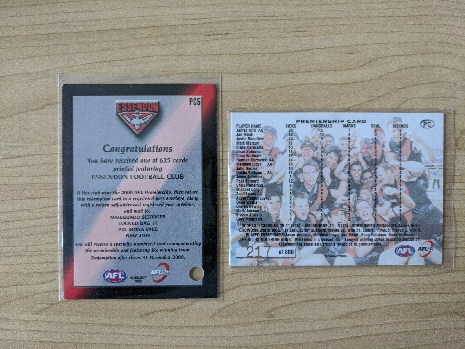 2000 AFL Select Premiership Predictor Essendon Premiers Redemption - Image 2