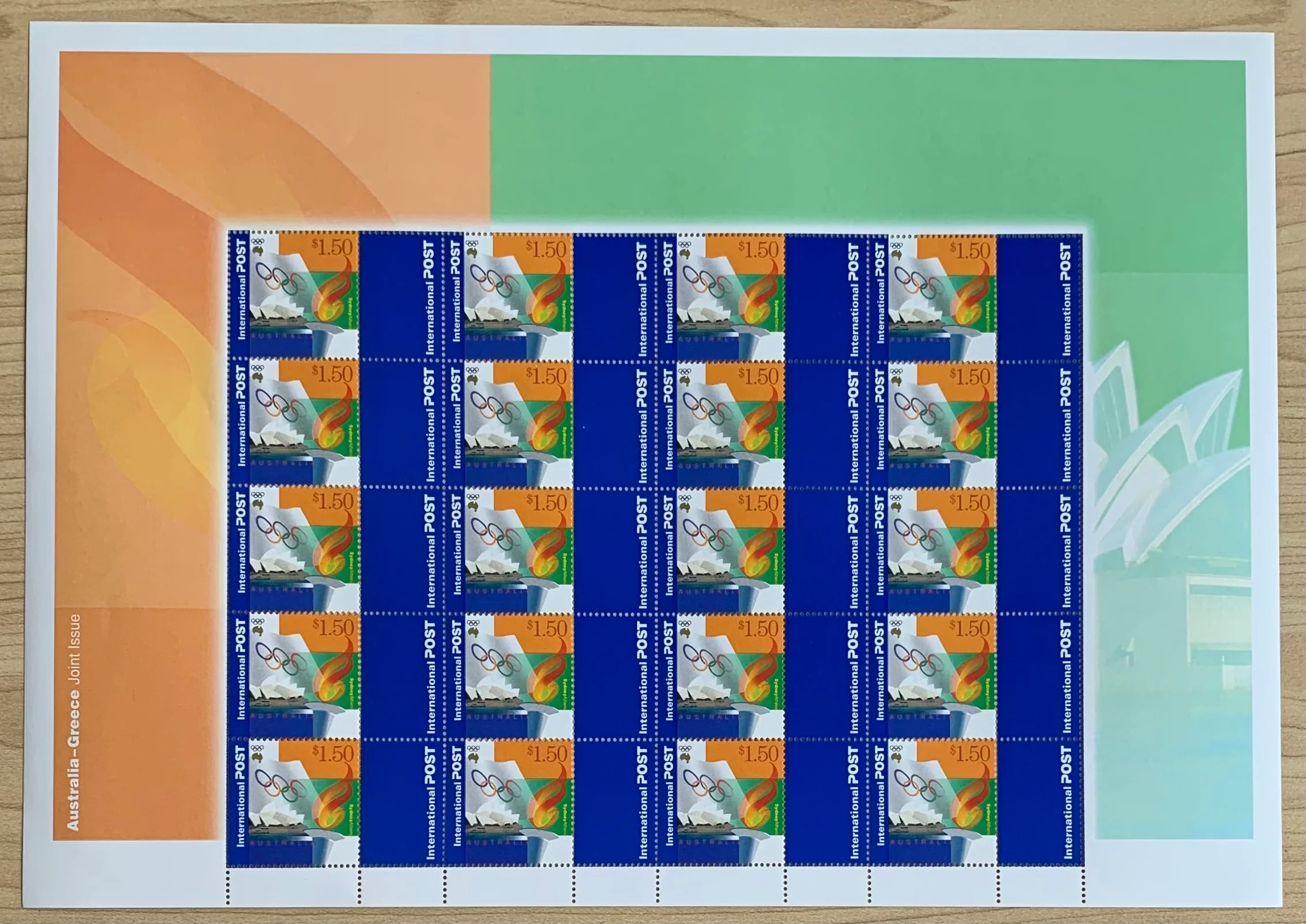 Australia Greece 2000 $1.50 Olympics Joint issue SES Stamp Sheet. Limited edition