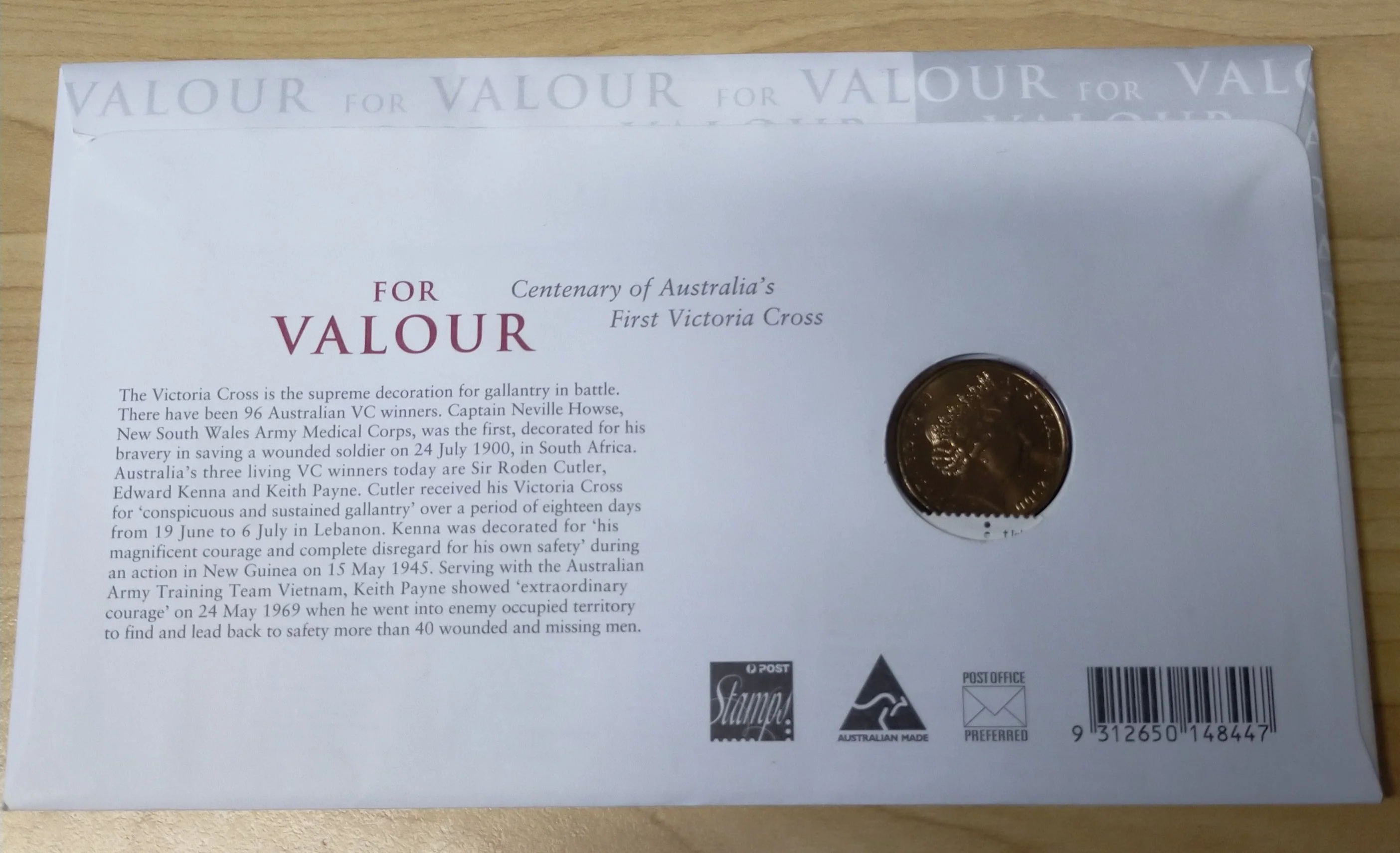2000 Australian $1 For Valour Centenary of Australia's First Victoria Cross PNC 1st Day Issue - Image 2