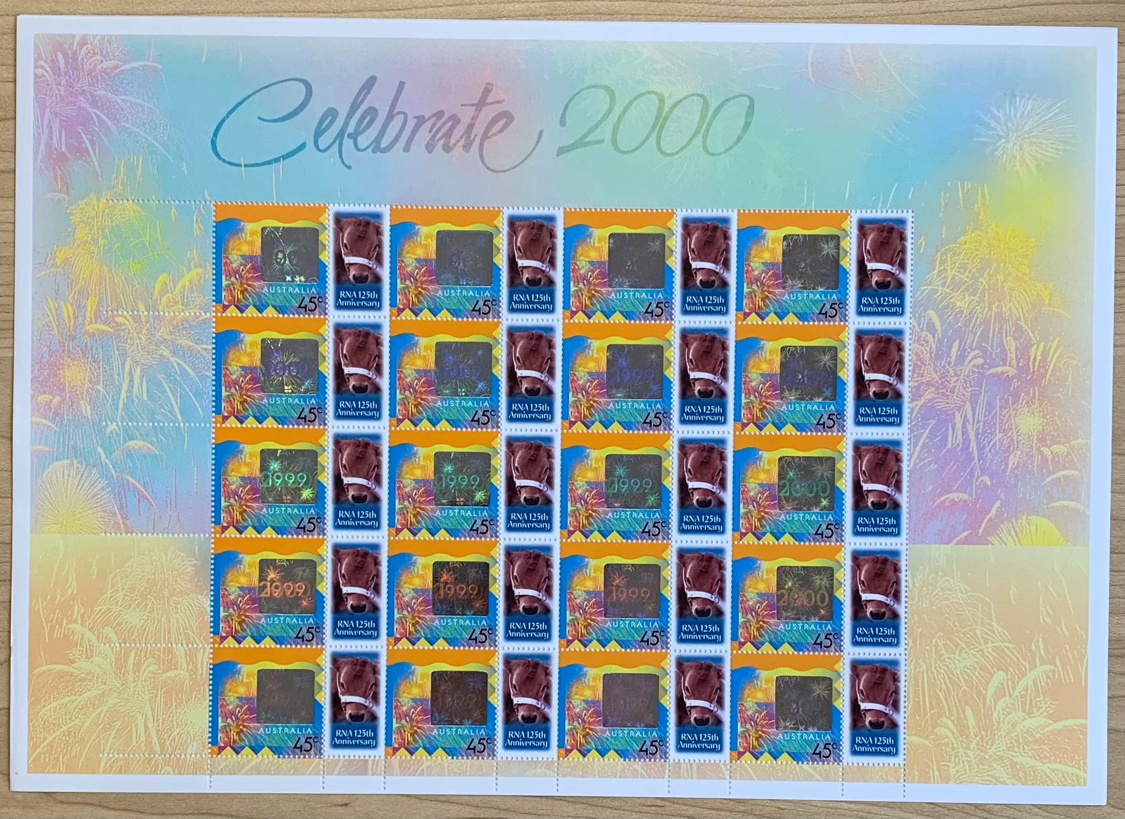 Australia 2000 45c RNA Agricultural Show 125th Anniversary Millennium Holographic SES Stamp Sheet Limited Edition