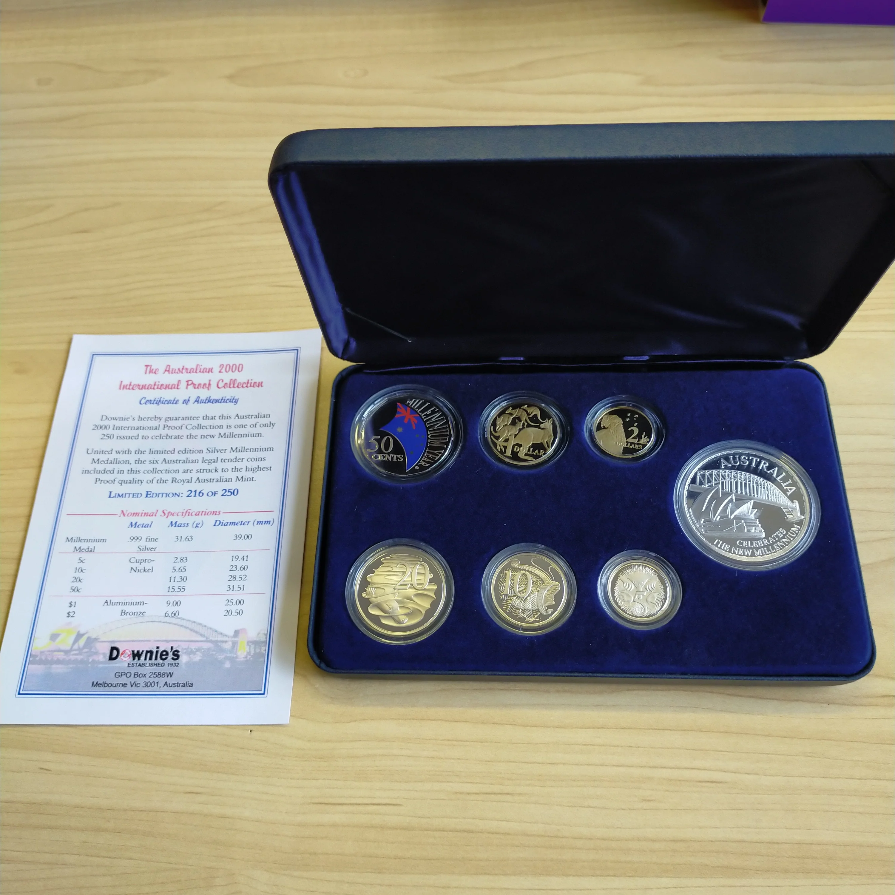 Australia 2000 Downies International Proof Collection .999 Silver Proof Medallion Limited Edition Set