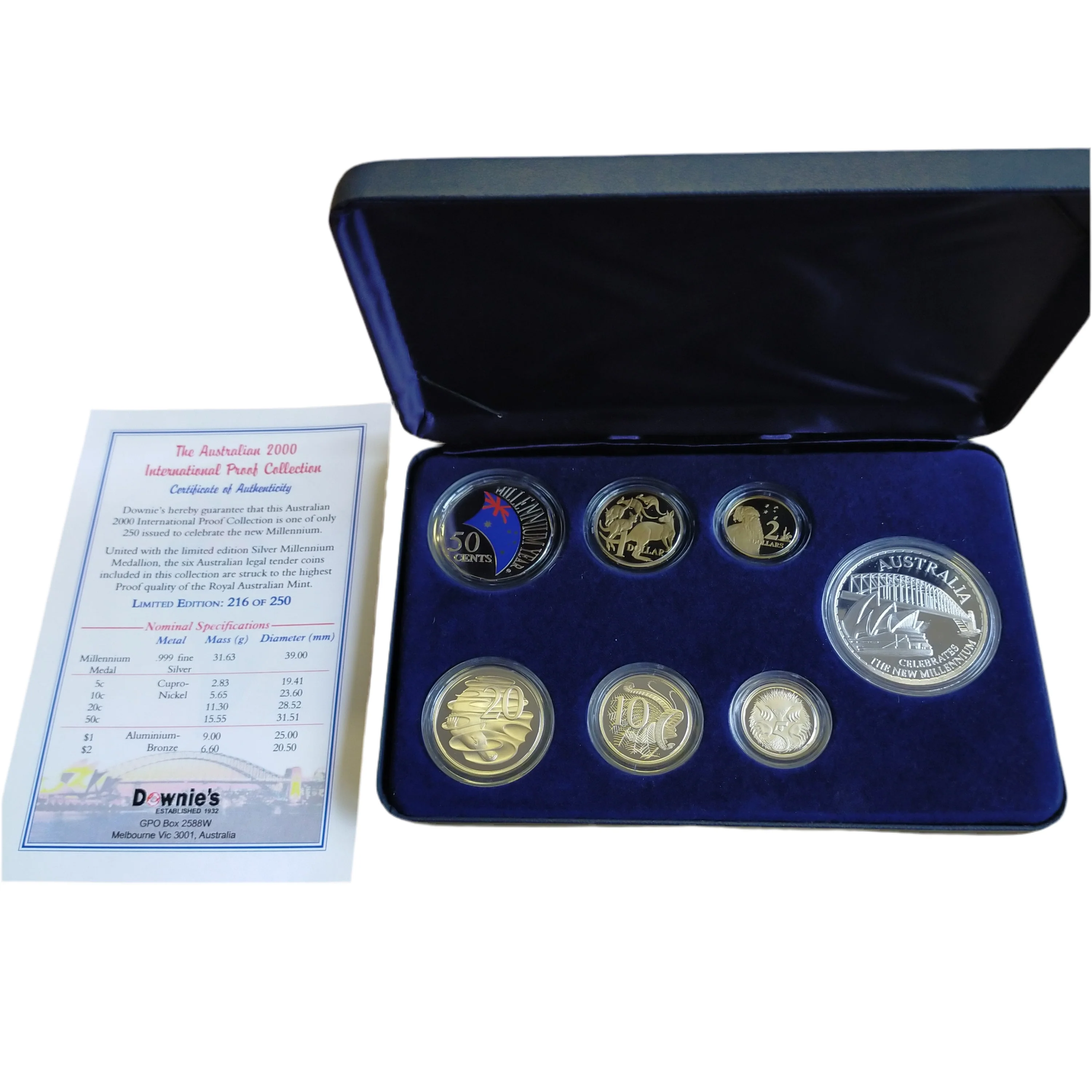 Australia 2000 Downies International Proof Collection .999 Silver Proof Medallion Limited Edition Set - Image 6