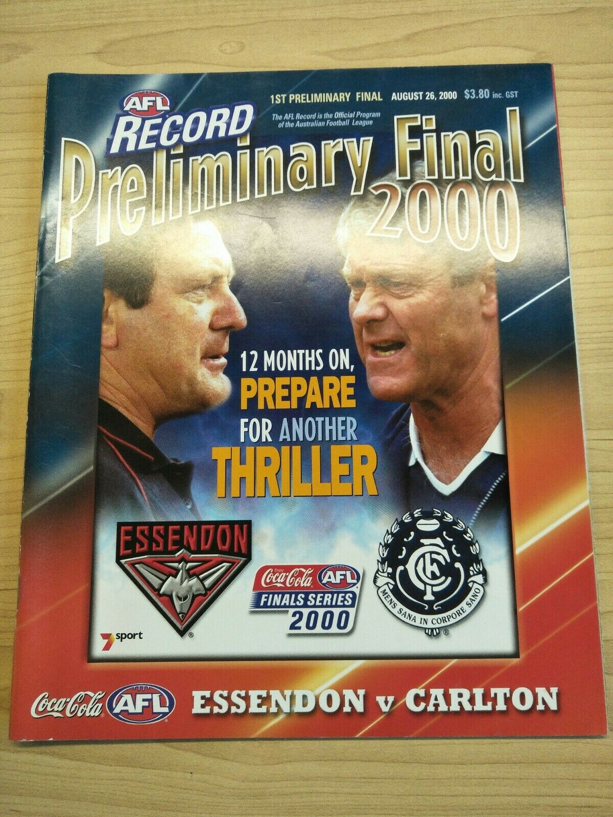 2000 First Preliminary Final Football Record Essendon v Carlton