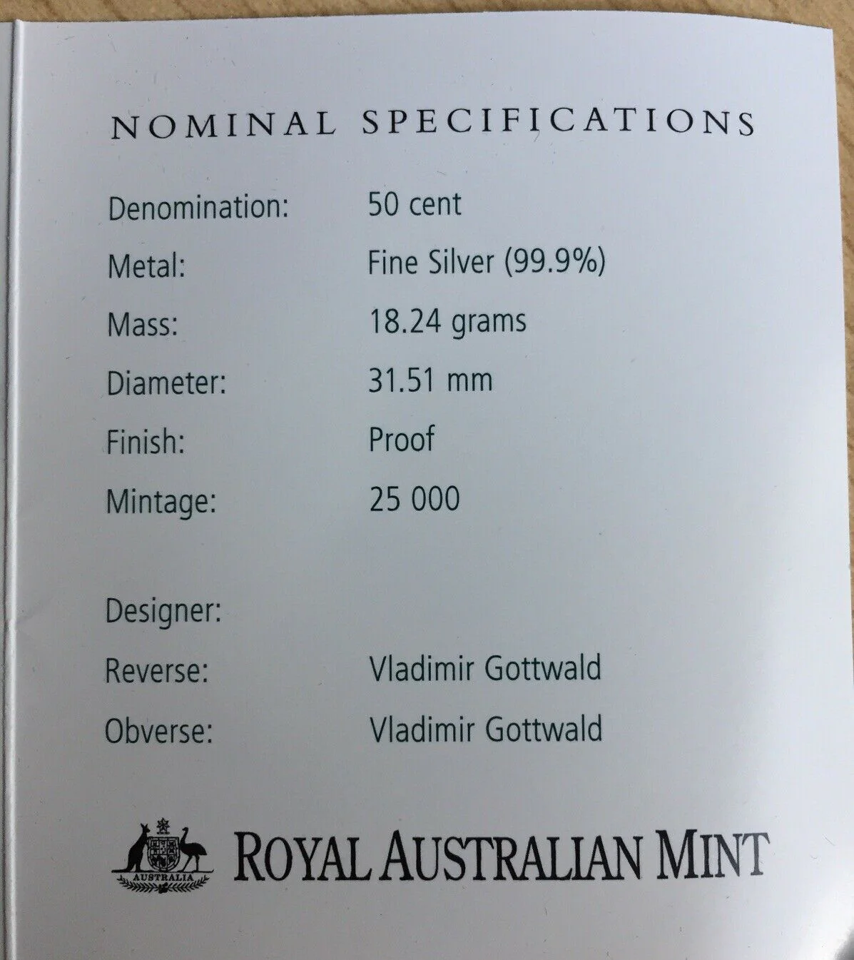 Australia 2000 Royal Australian Mint 50 Cents (Fine Silver) “Royal Visit” Proof. - Image 3