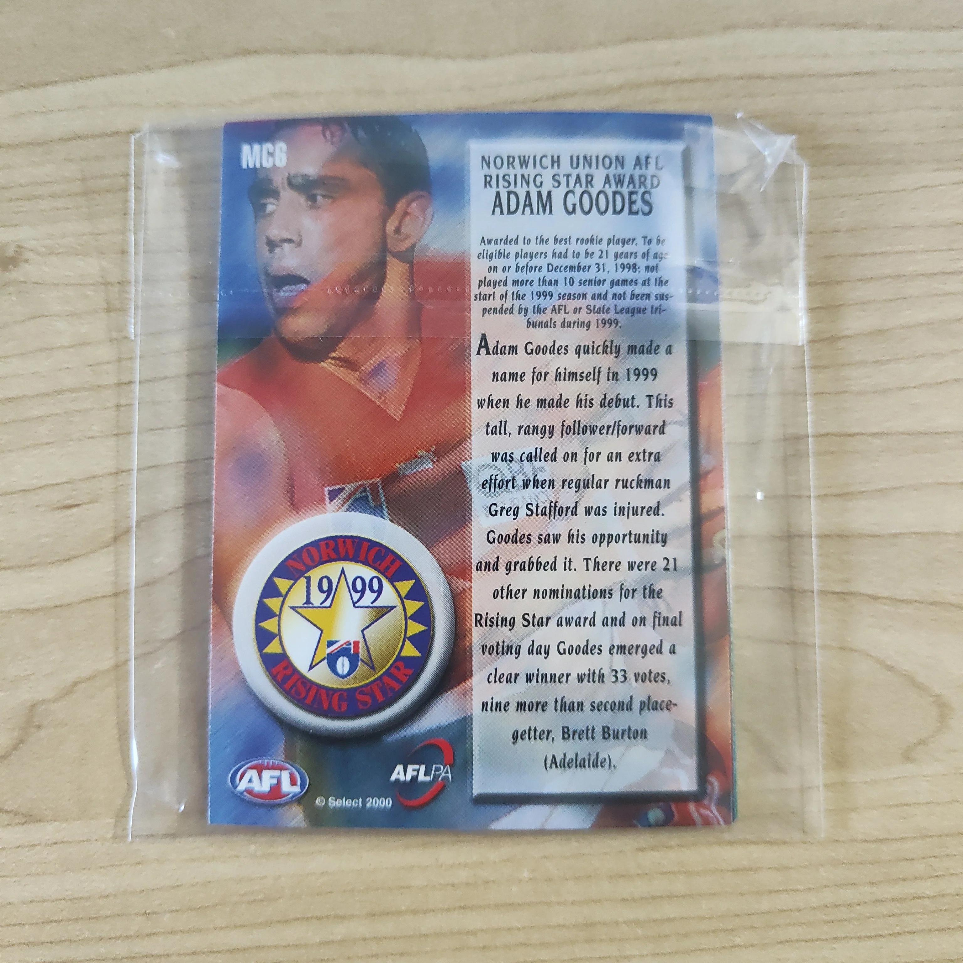 2000 Select Y2K AFLPA Medal Card Complete Set of 6 Cards - Image 2