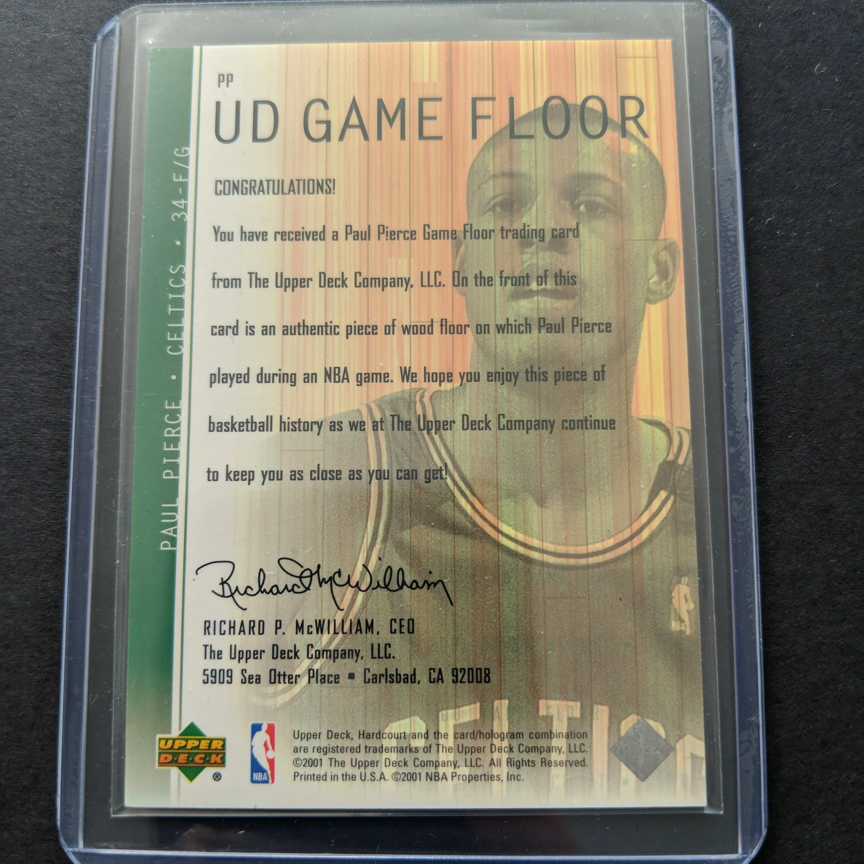 2001-02 Upper Deck game floor Paul Peirce - Image 2