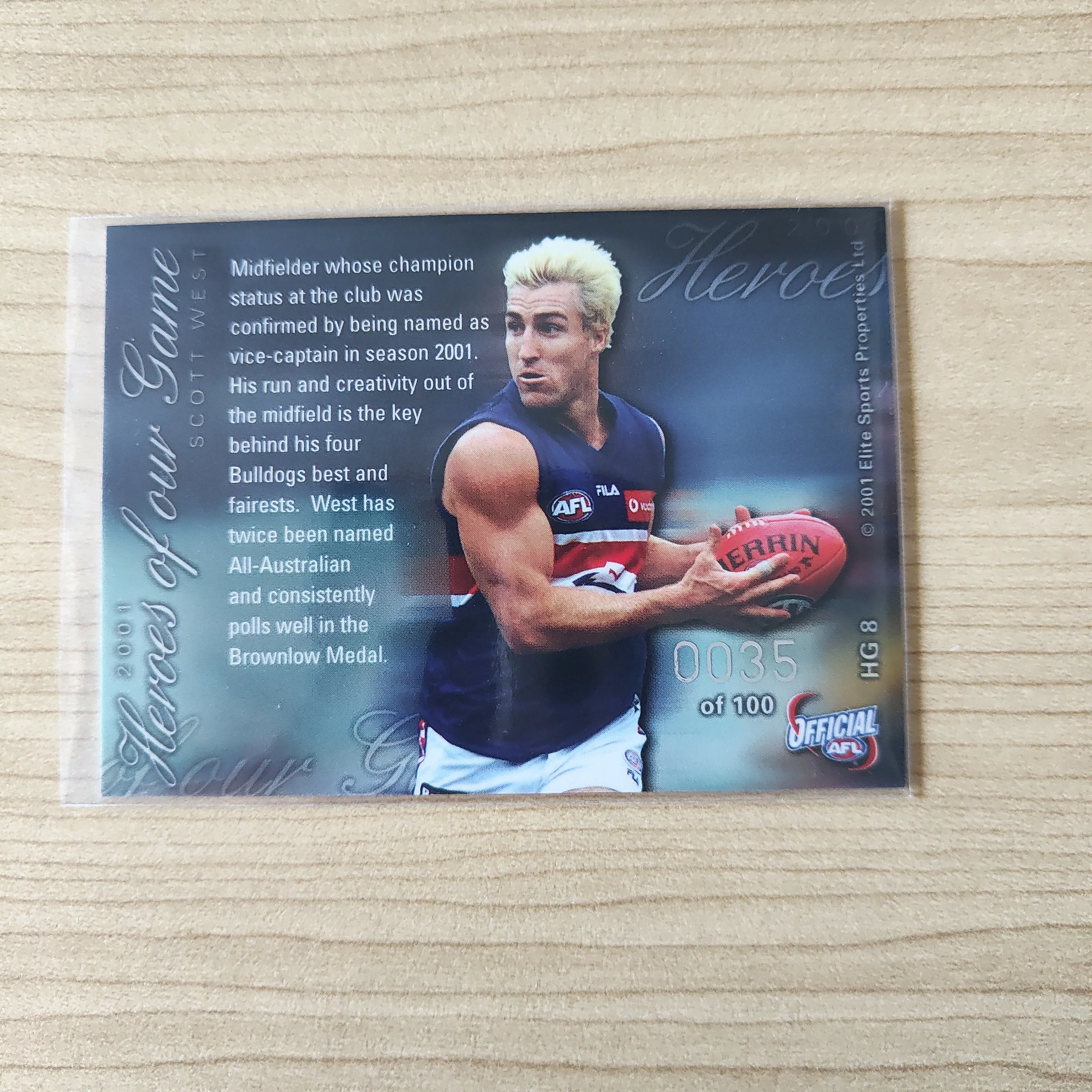 2001 AFL Heroes of our Game Signature Scott West Western Bulldogs No.035/100 - Image 2
