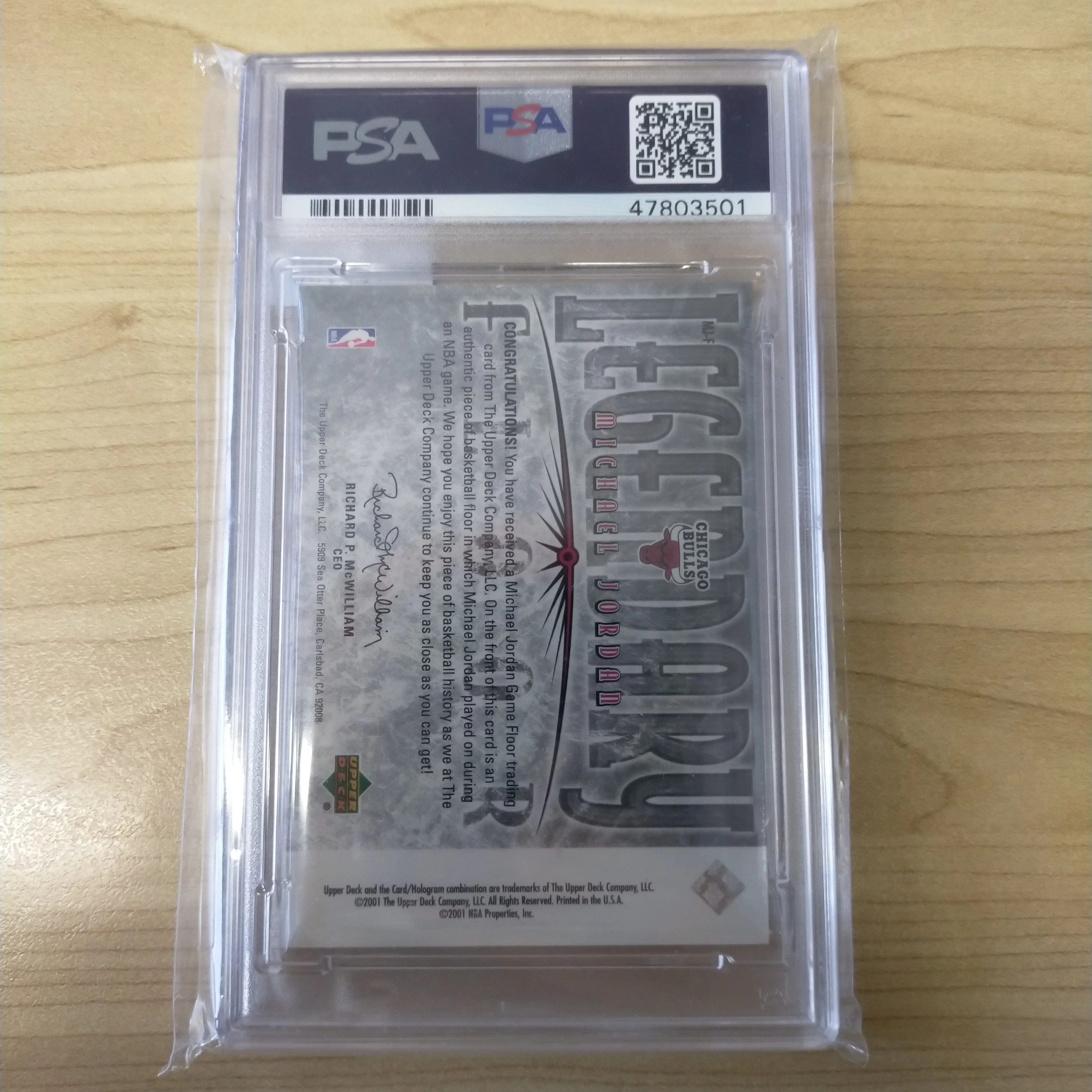 2001 Upper Deck Legendary Floor Michael Jordan NBA Basketball Card PSA Graded Near Mint - Mint 8 - Image 2