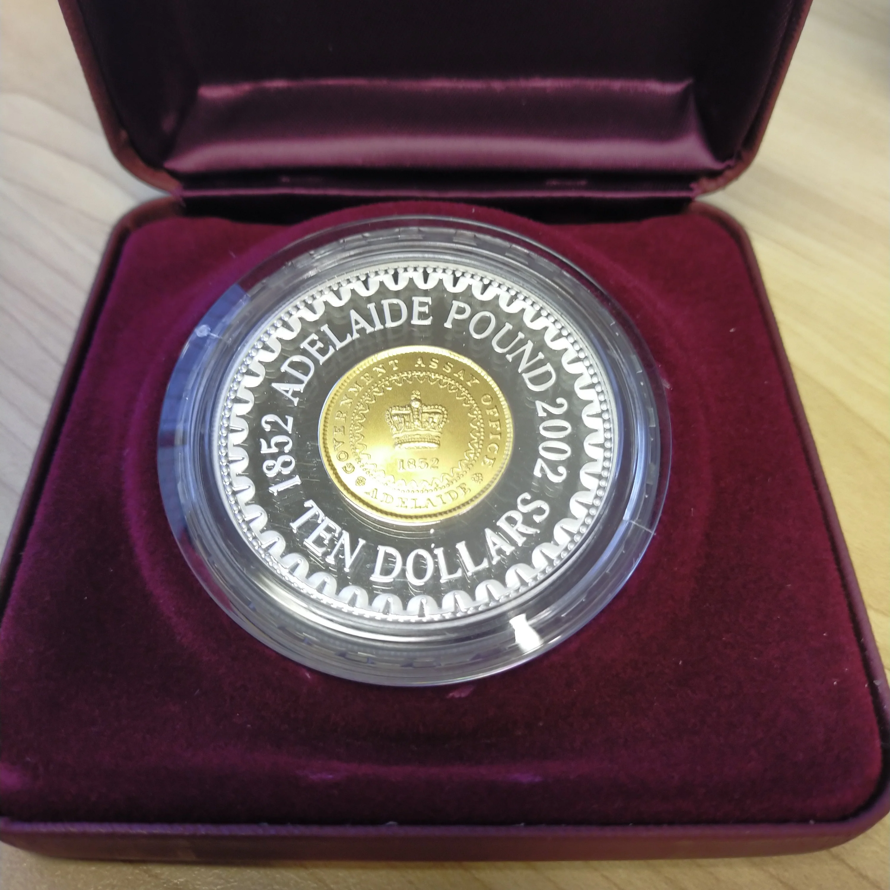 Australia 2002 Royal Australian Mint $10 Adelaide Pound 150 Years Gold-Plated Silver Proof Coin - Image 2
