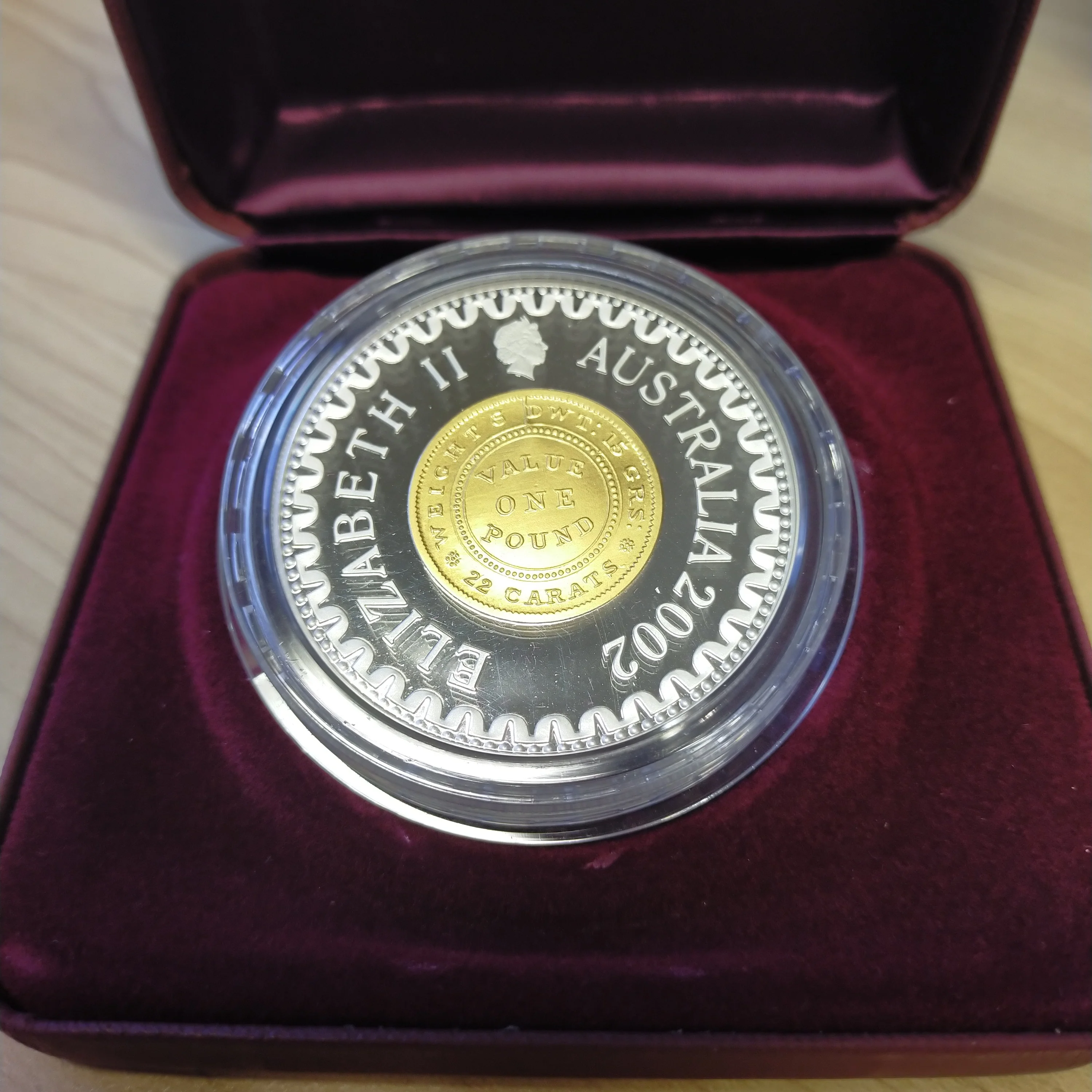 Australia 2002 Royal Australian Mint $10 Adelaide Pound 150 Years Gold-Plated Silver Proof Coin - Image 3