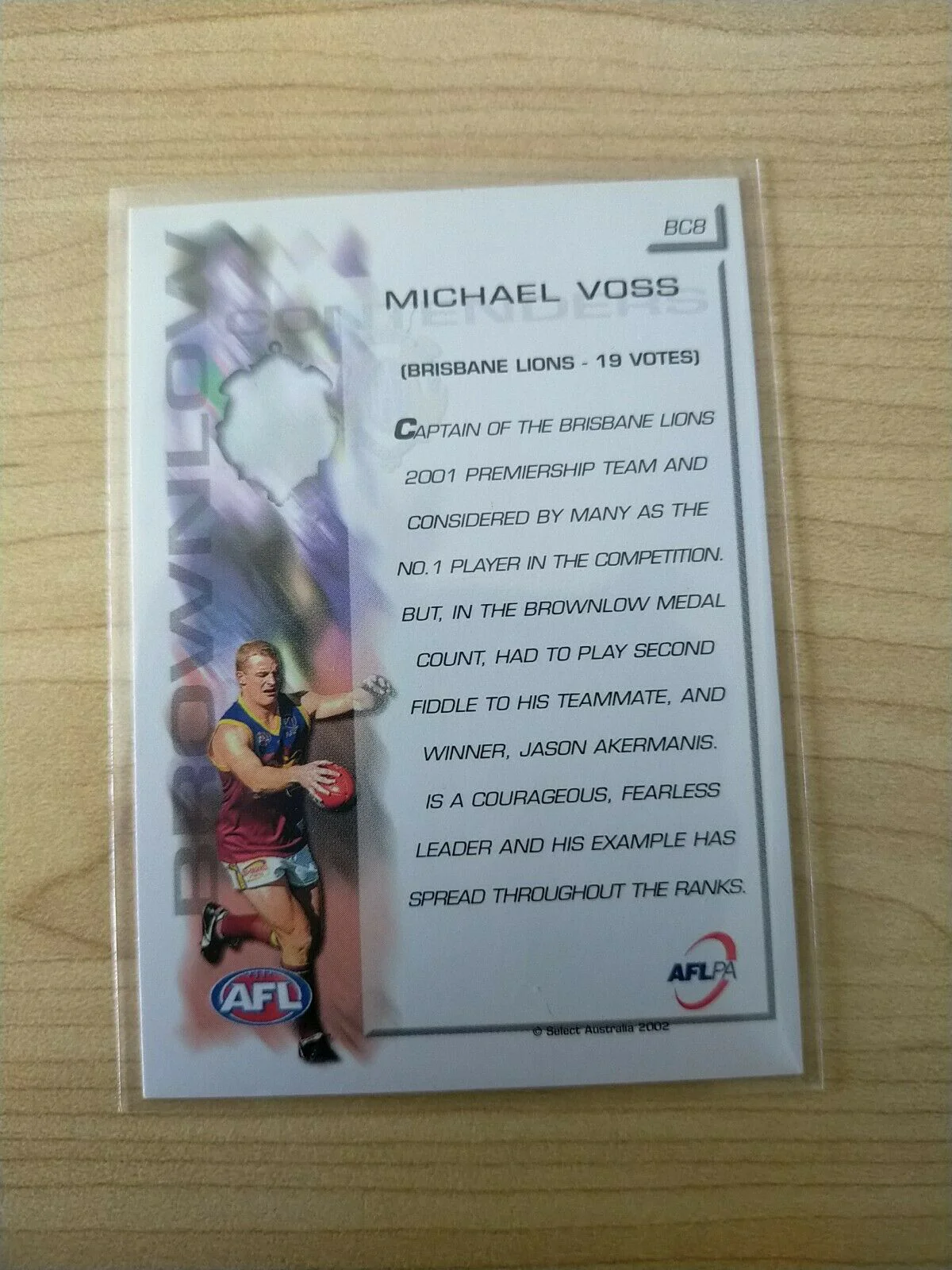 2002 Select Exclusive Gold Brownlow Contender Michael Voss Brisbane BC8 - Image 2