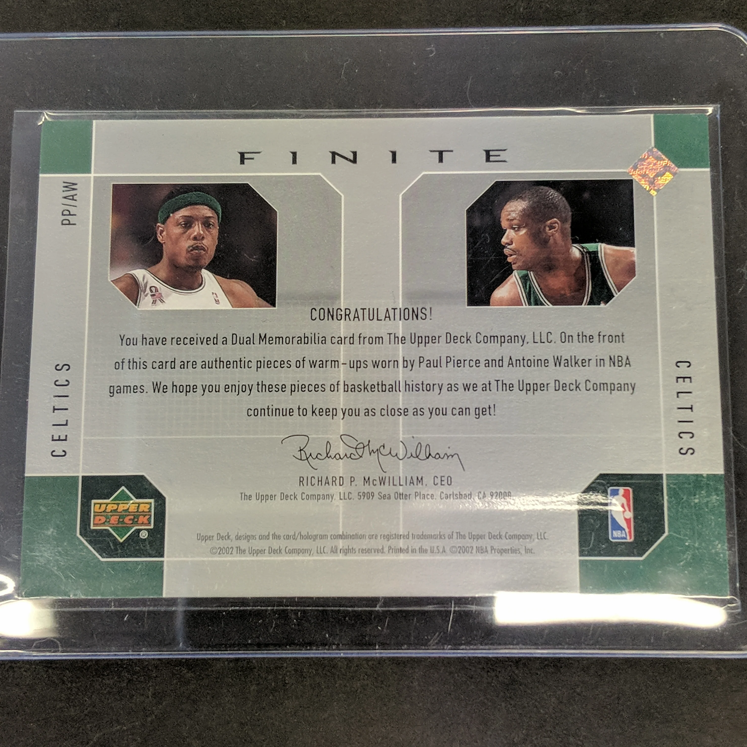 2002 Upper Deck Finite Paul Pierce and Antoine Walker - Image 2
