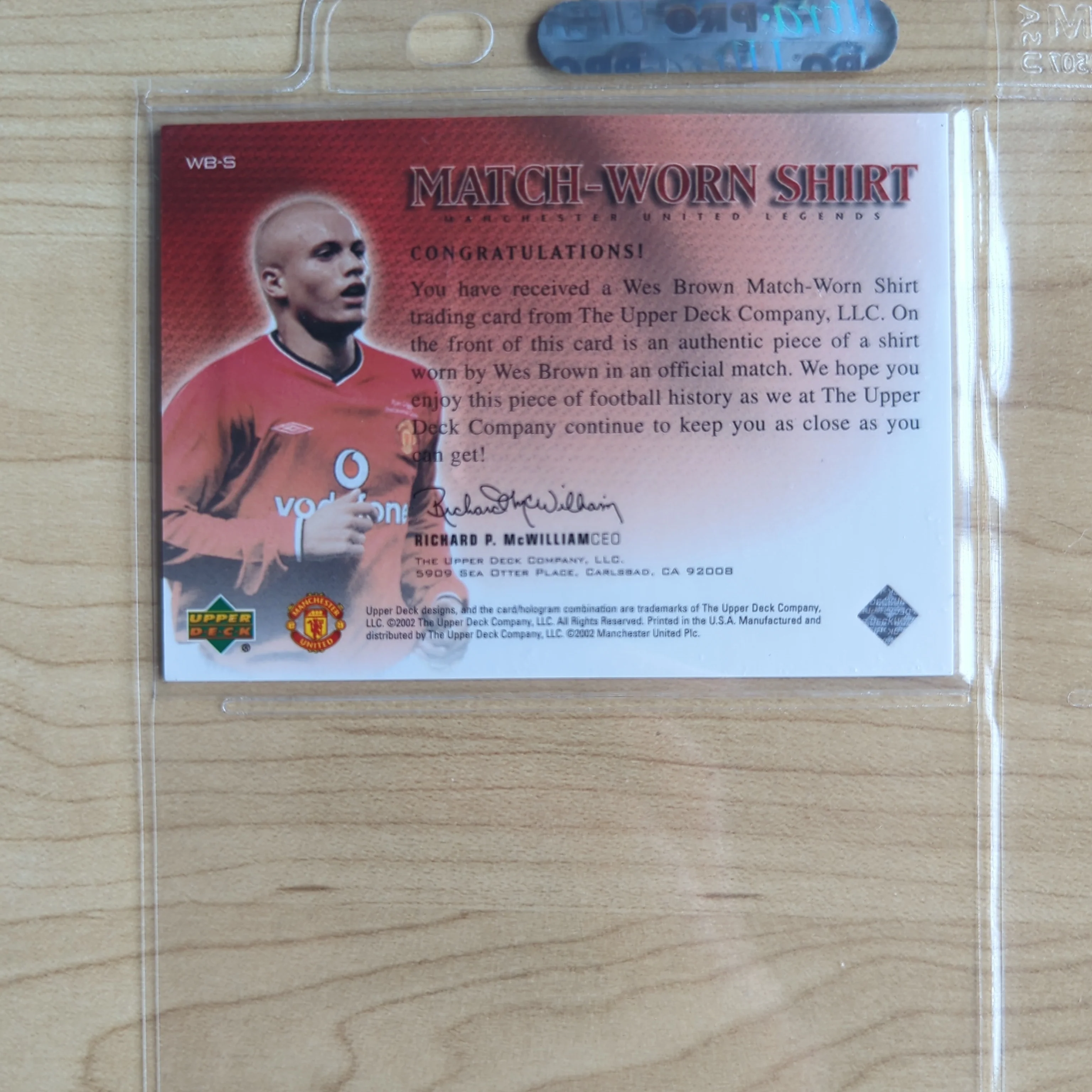 2002 Upper Deck Soccer Football Matchworn Shirt Manchester United - Image 4