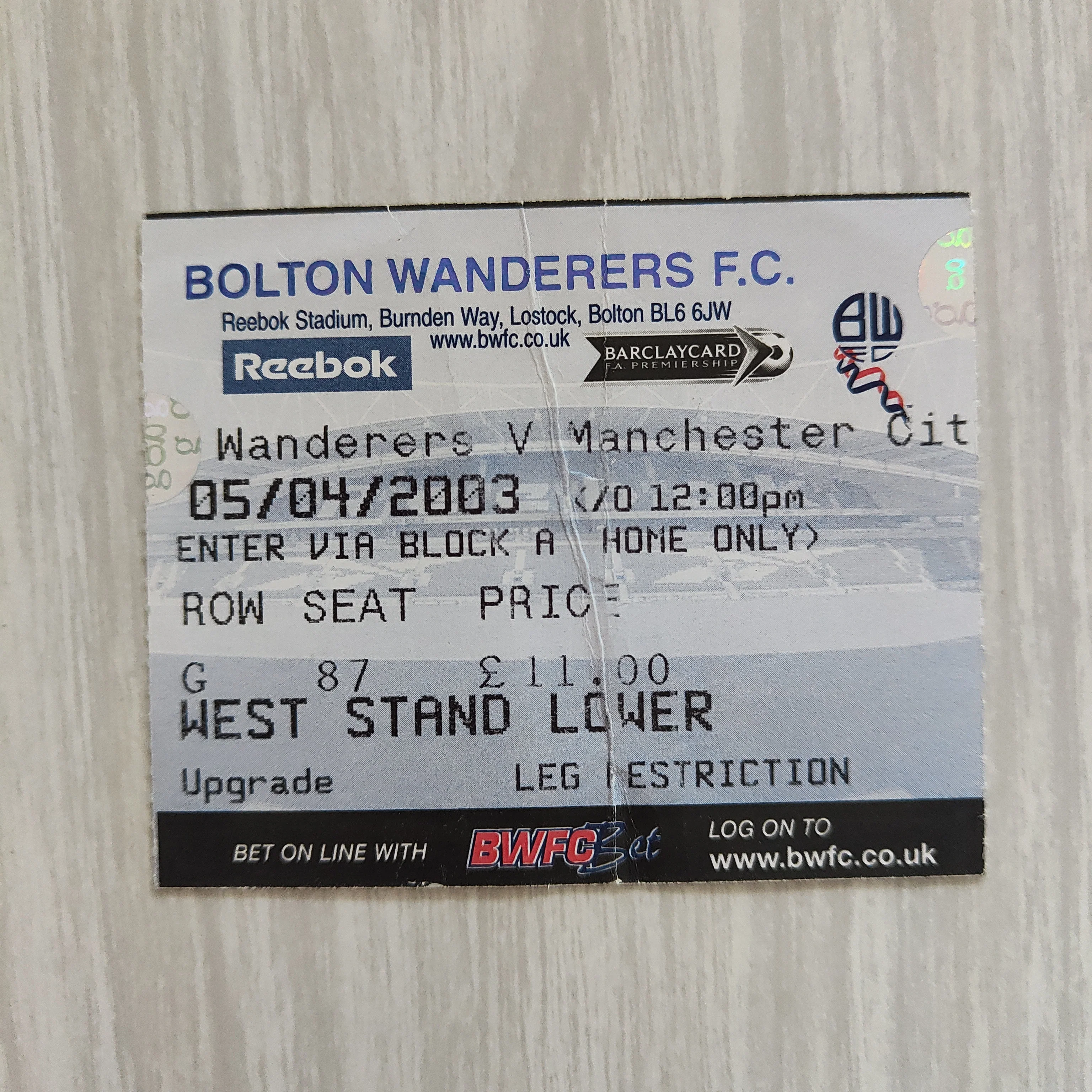 2003 April 5 Bolton Wanderers FC Signed Programme and Ticket - Image 4