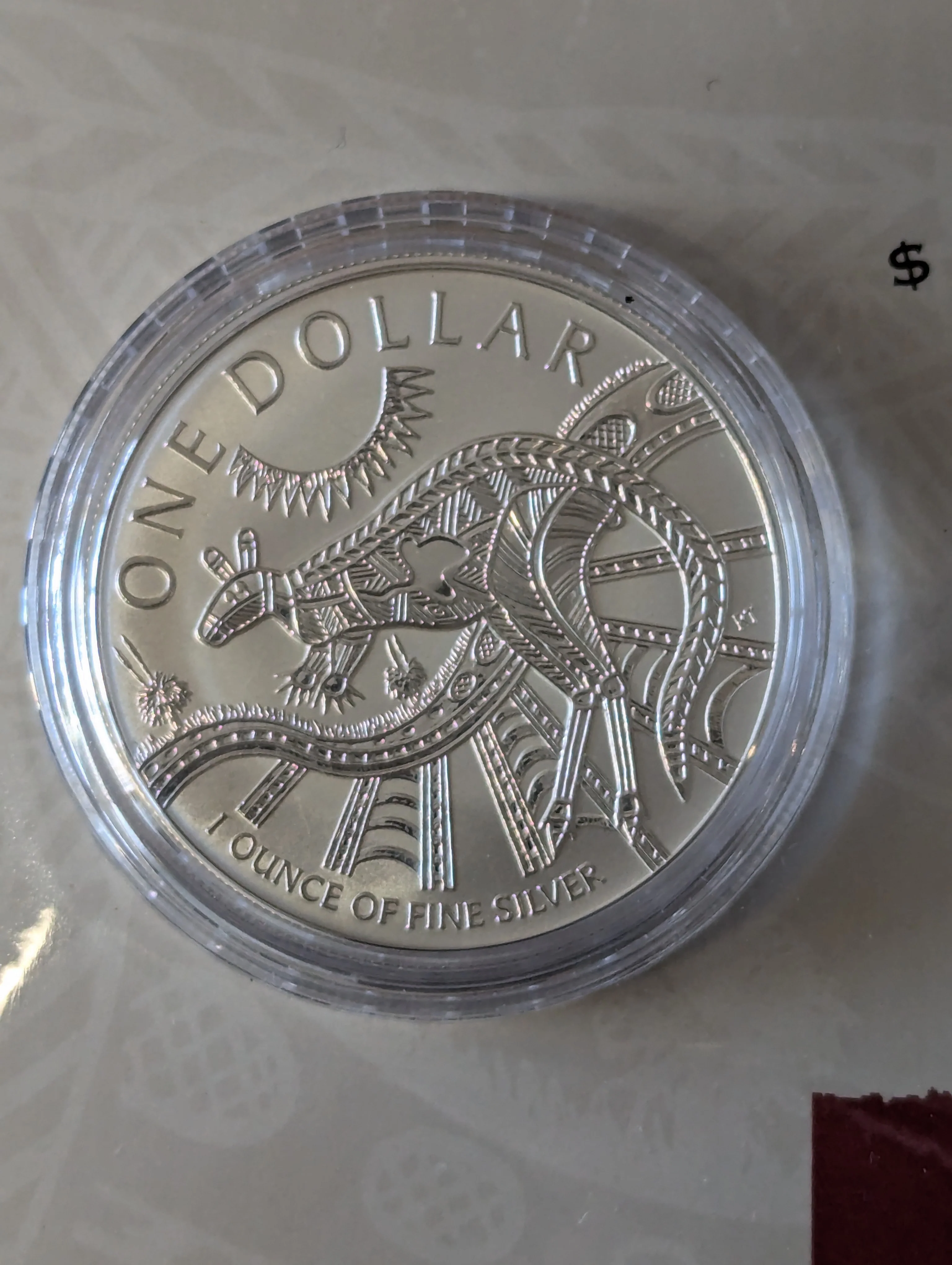 Australia 2003 RAM $1 1oz Silver Frosted Kangaroo Coin on Card - Image 2