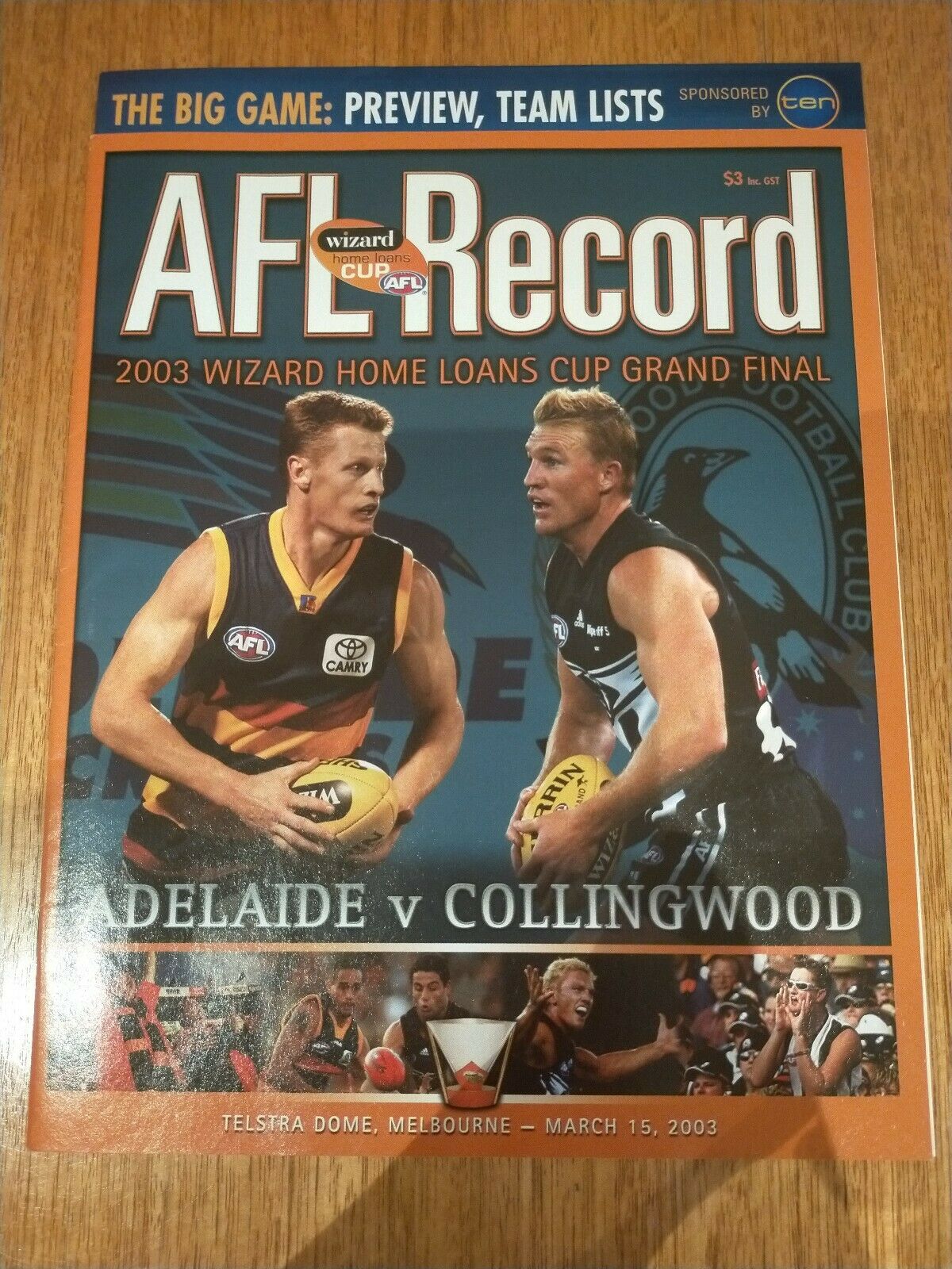 2003 March 15 Wizard Cup Grand Final Adelaide v Collingwood Football Record