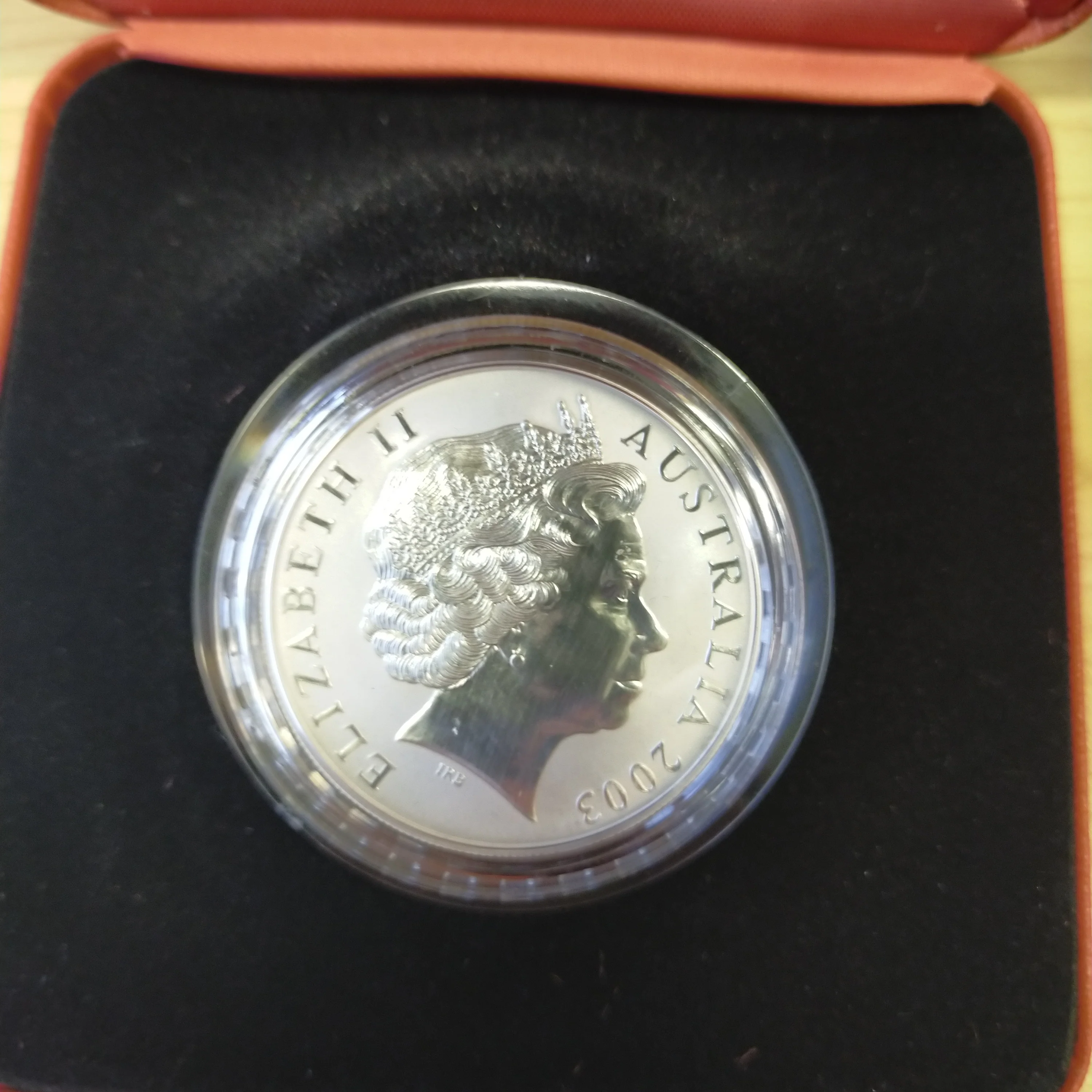 Australia 2003 Royal Australian Mint $1 Kangaroo Gold Plated Silver Proof Coin - Image 3