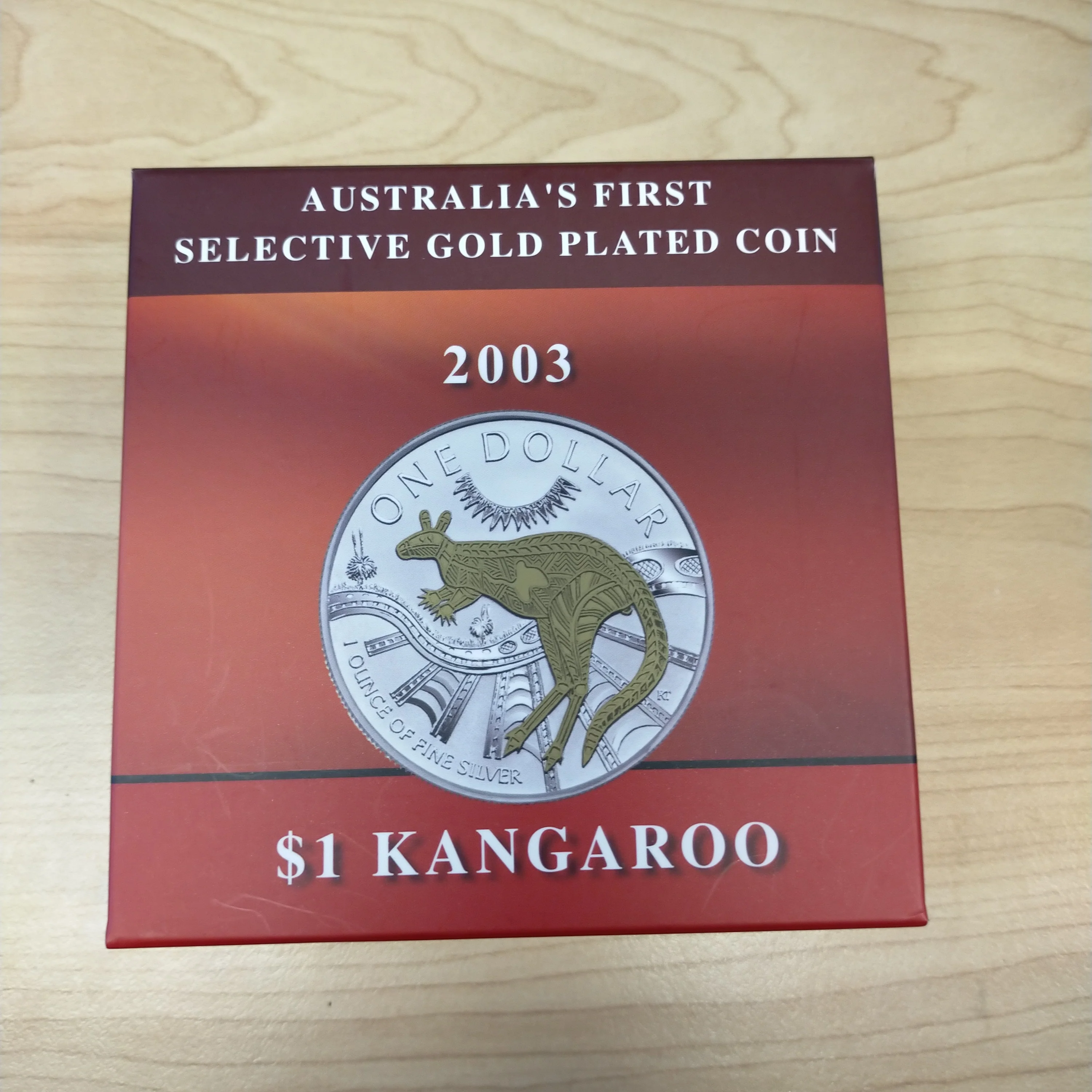 Australia 2003 Royal Australian Mint $1 Kangaroo Gold Plated Silver Proof Coin - Image 5