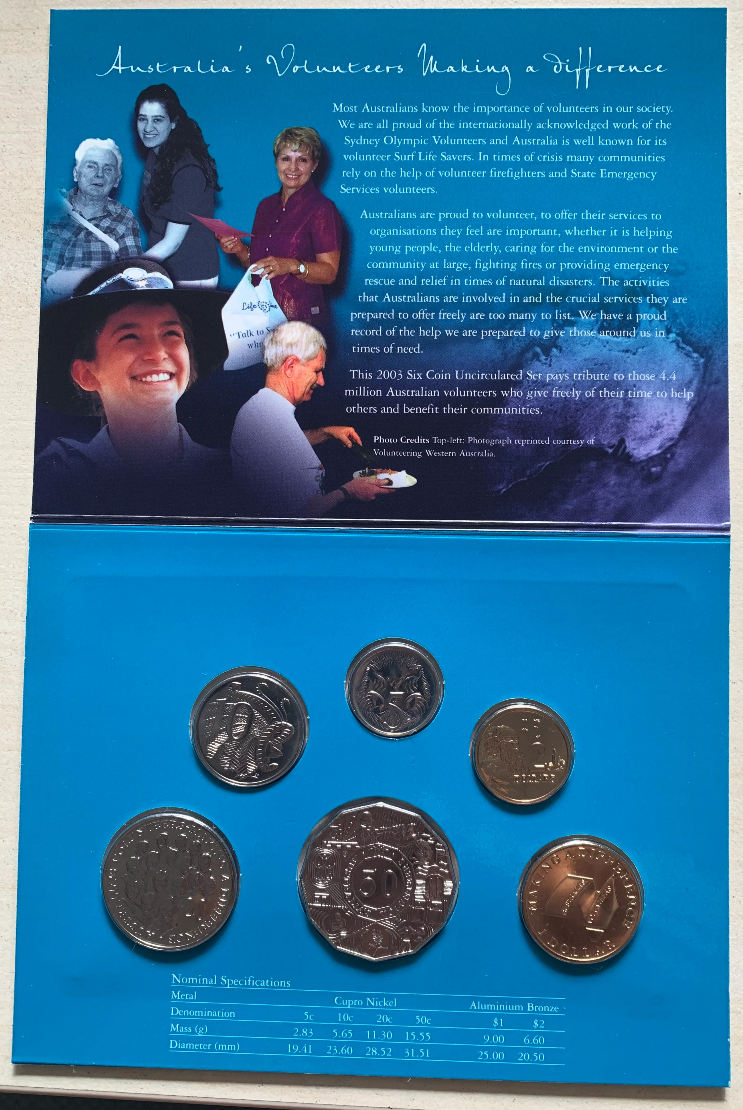 Australia 2003 Royal Australian Mint Volunteers uncirculated Coin Set - Image 2