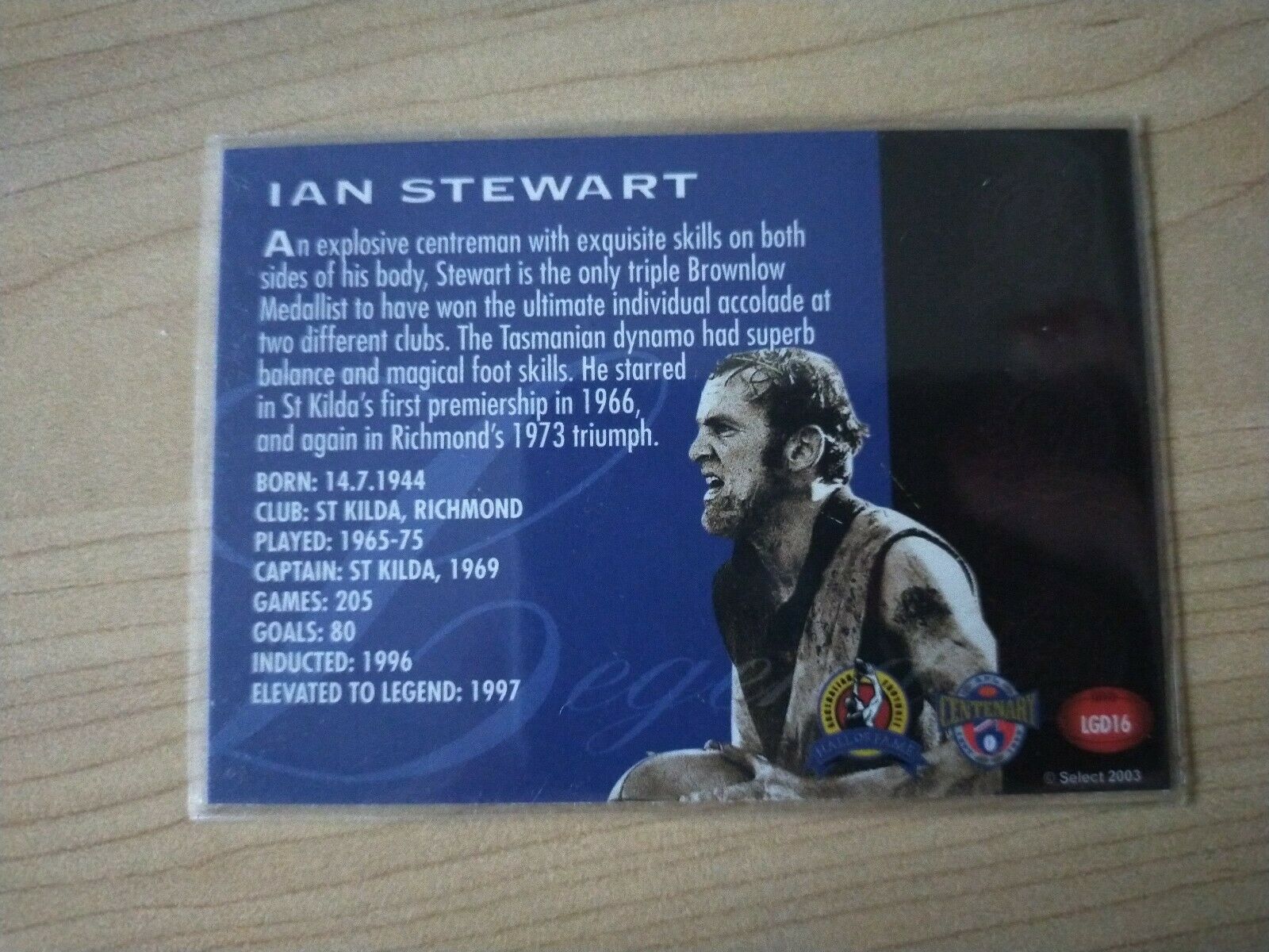 2003 Select Hall Of Fame Legend Card Ian Stewart Richmond - Image 2