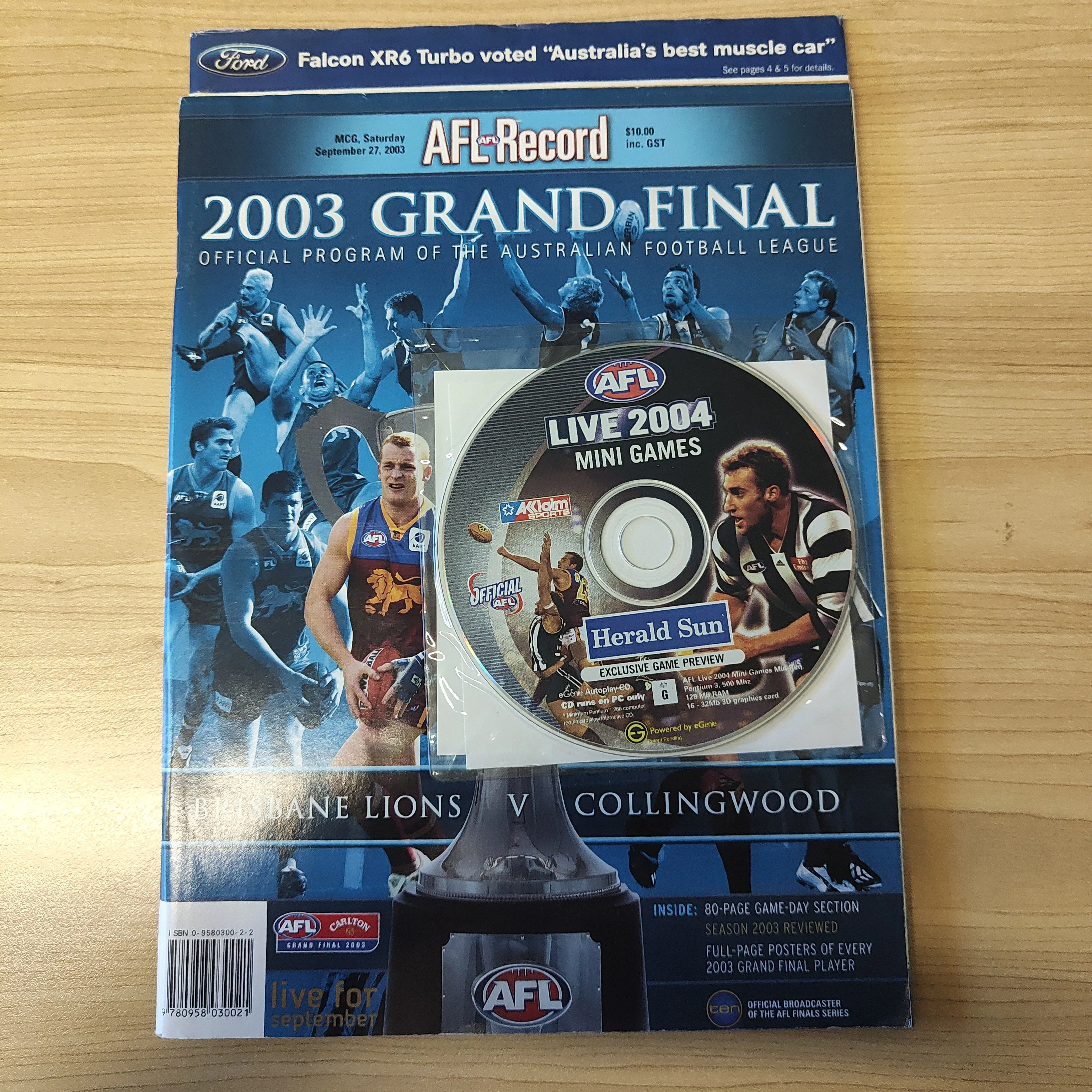 2003 Sept 27 AFL Grand Final Collingwood v Brisbane Football Record