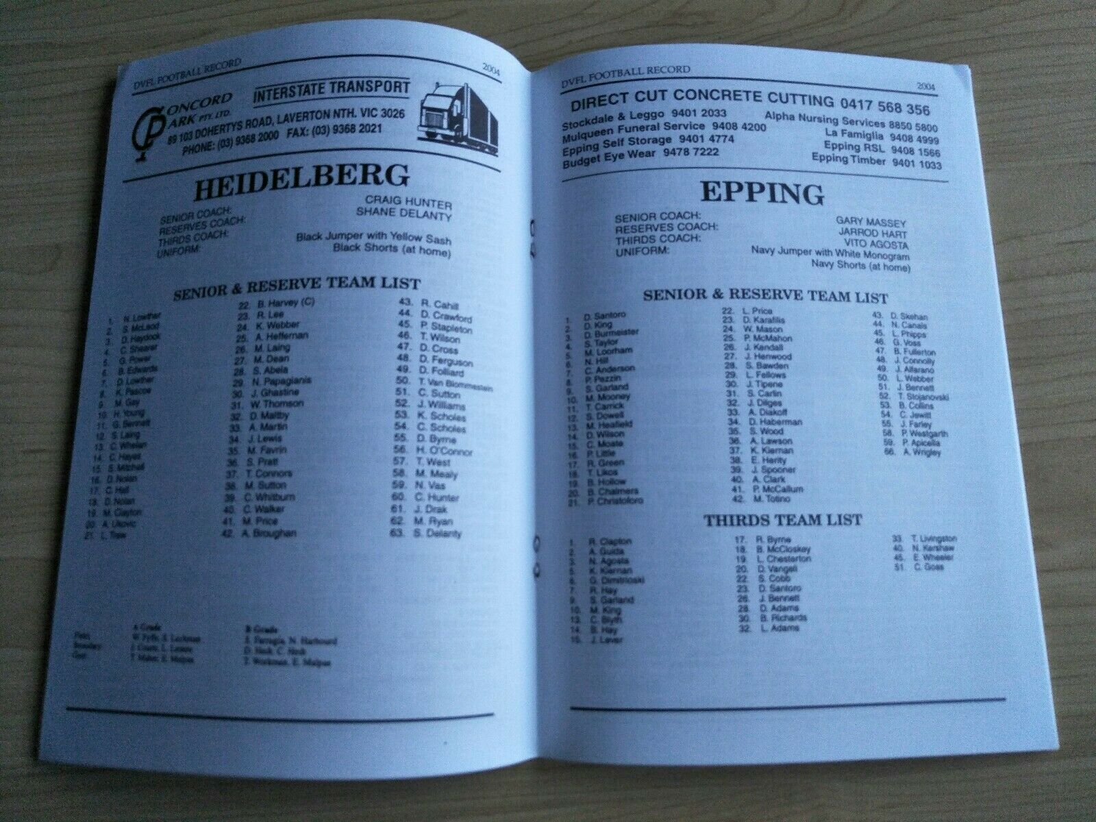 2004 14 August Diamond Valley Football League Football Record Vol. 48, No. 18 - Image 2