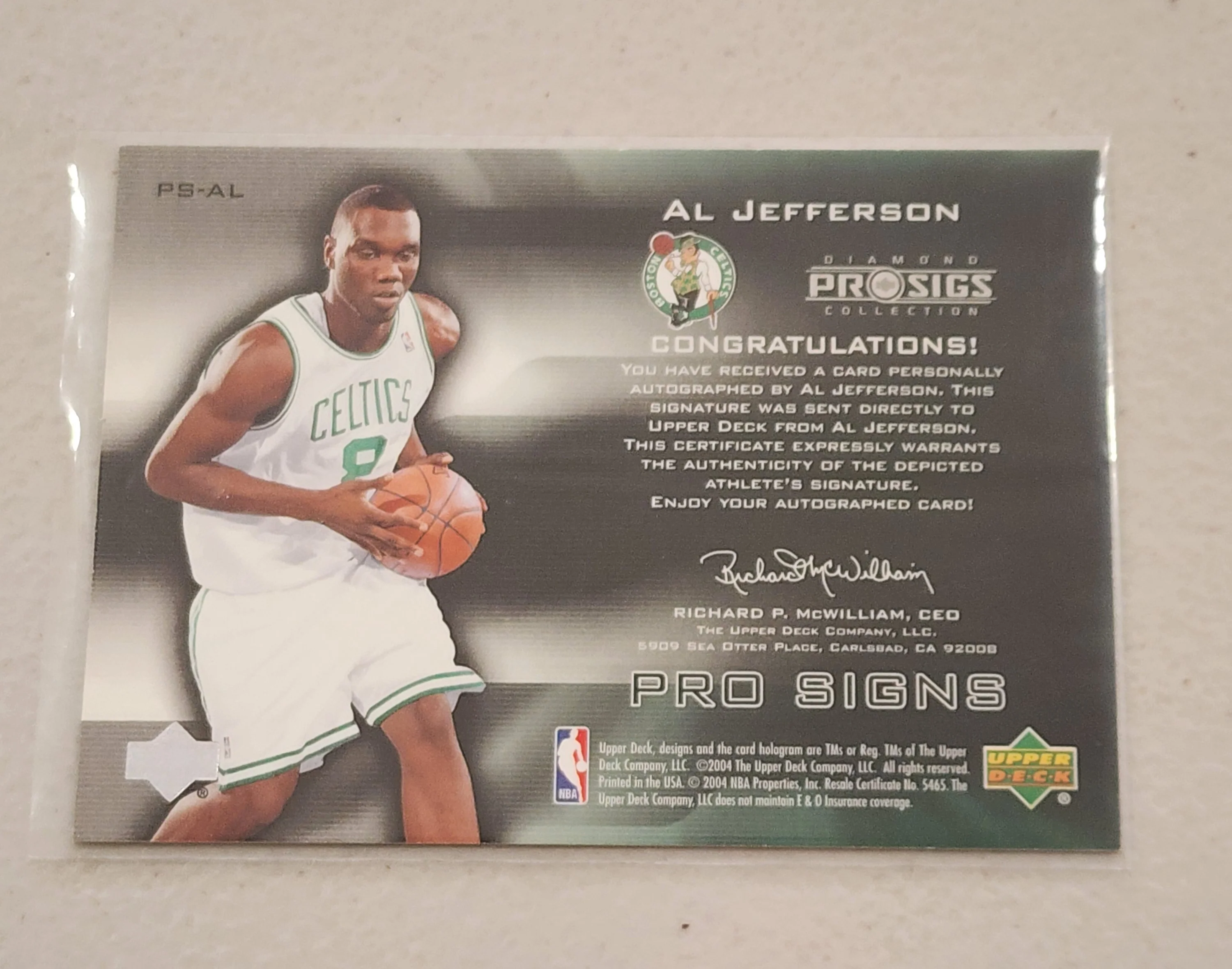 2004 NBA Upper Deck Diamond ProSigs Al Jefferson autograph Celtics - Image 2