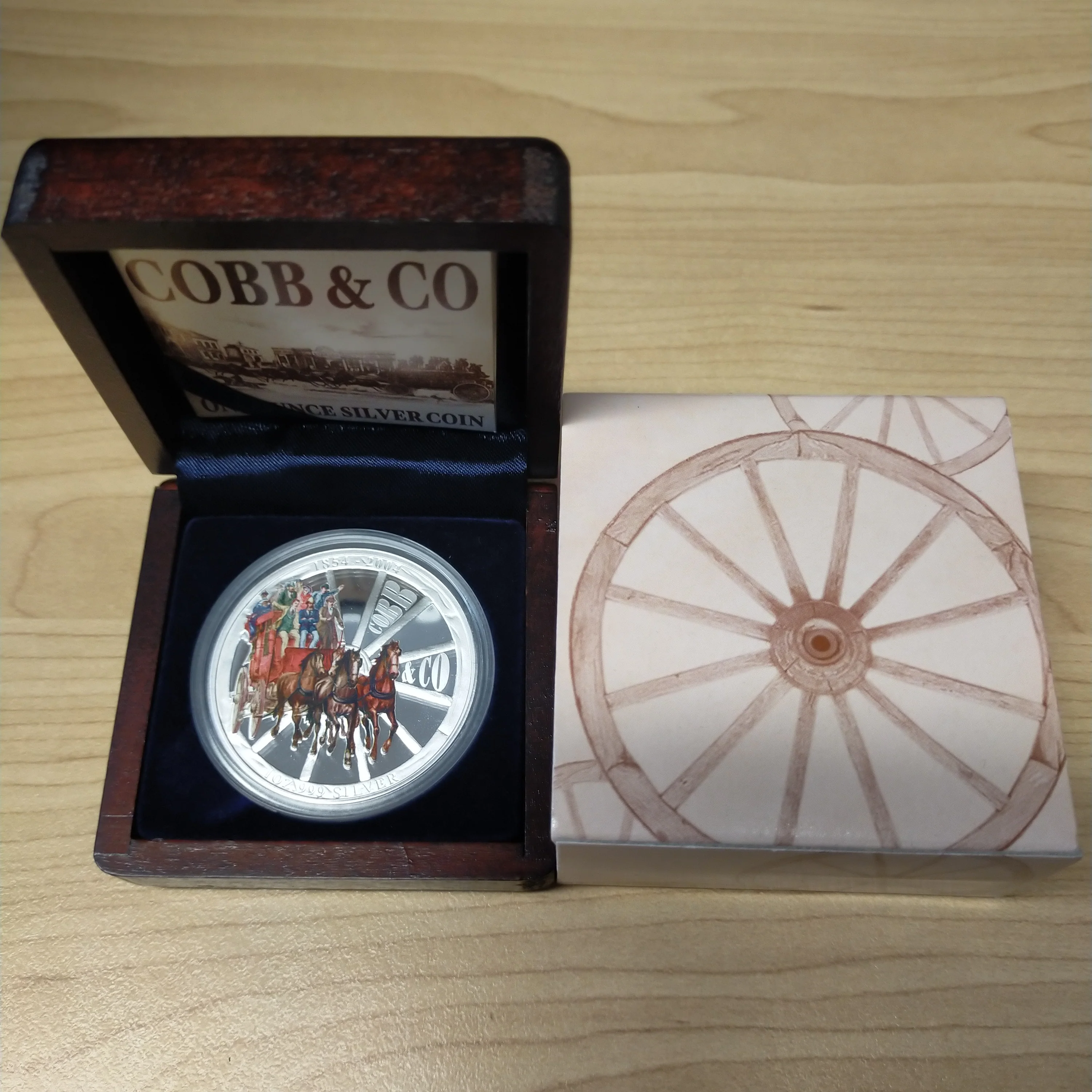 Australia 2004 Perth Mint 150th Anniversary Cobb & Co 1oz $1 Proof Silver Coin