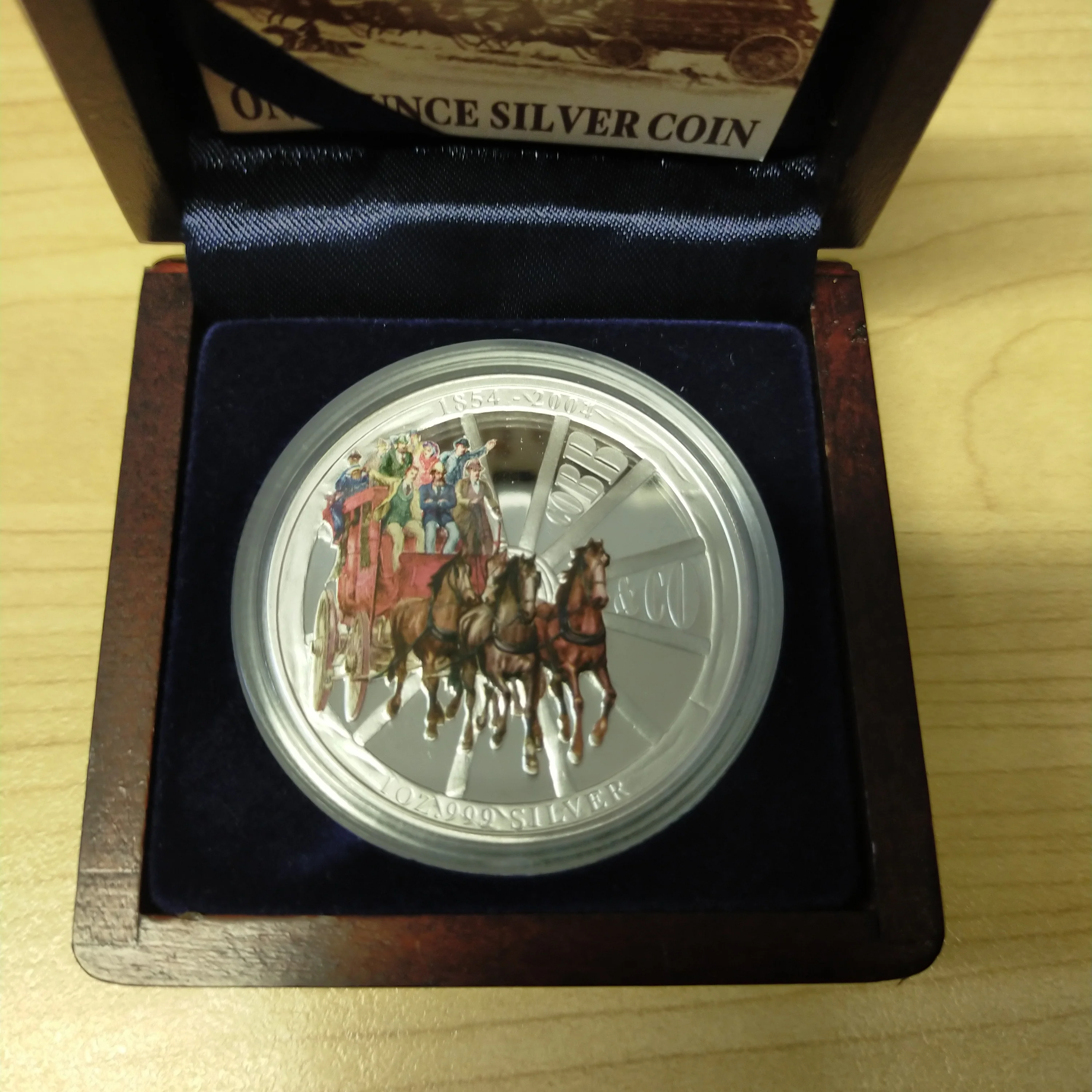 Australia 2004 Perth Mint 150th Anniversary Cobb & Co 1oz $1 Proof Silver Coin - Image 2