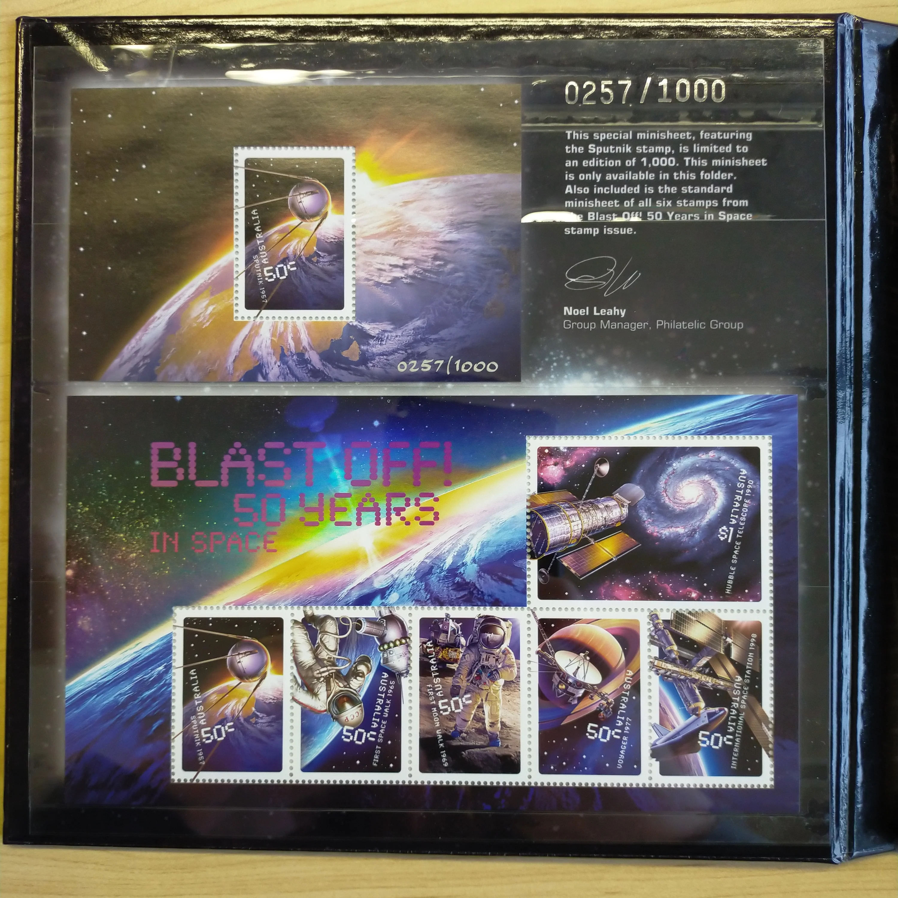 Australia 2004 Perth Mint Australia Post Blast Off 50 Years In Space $1 1oz .999 Silver Proof Coin and Stamp Set - Image 2