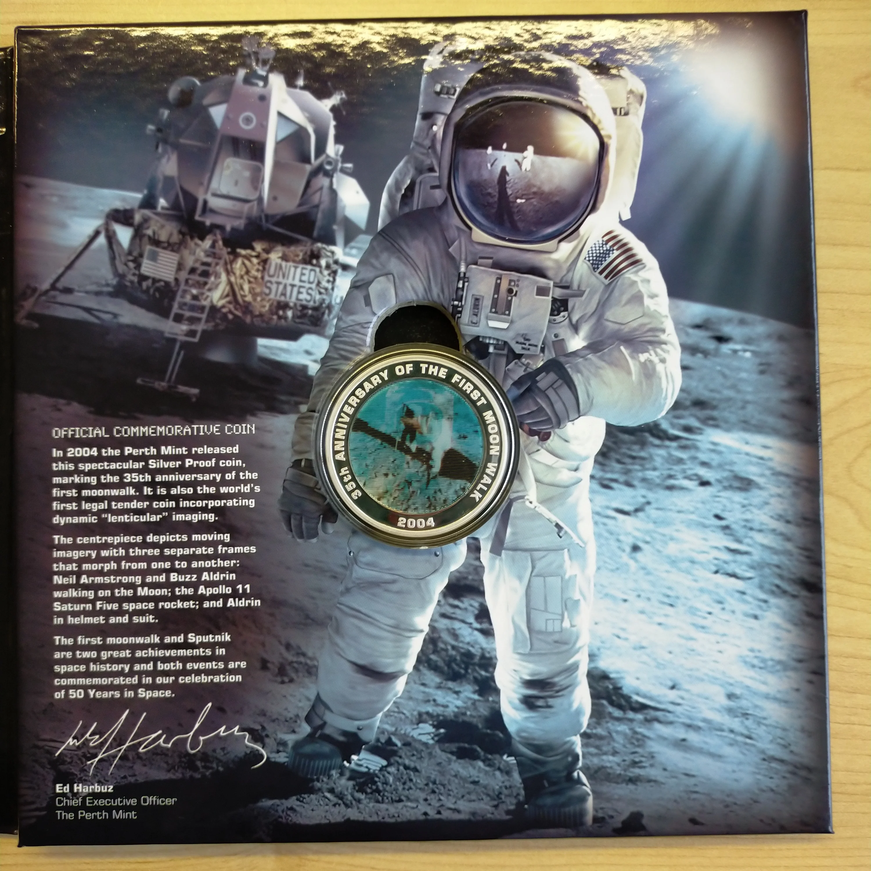 Australia 2004 Perth Mint Australia Post Blast Off 50 Years In Space $1 1oz .999 Silver Proof Coin and Stamp Set - Image 4