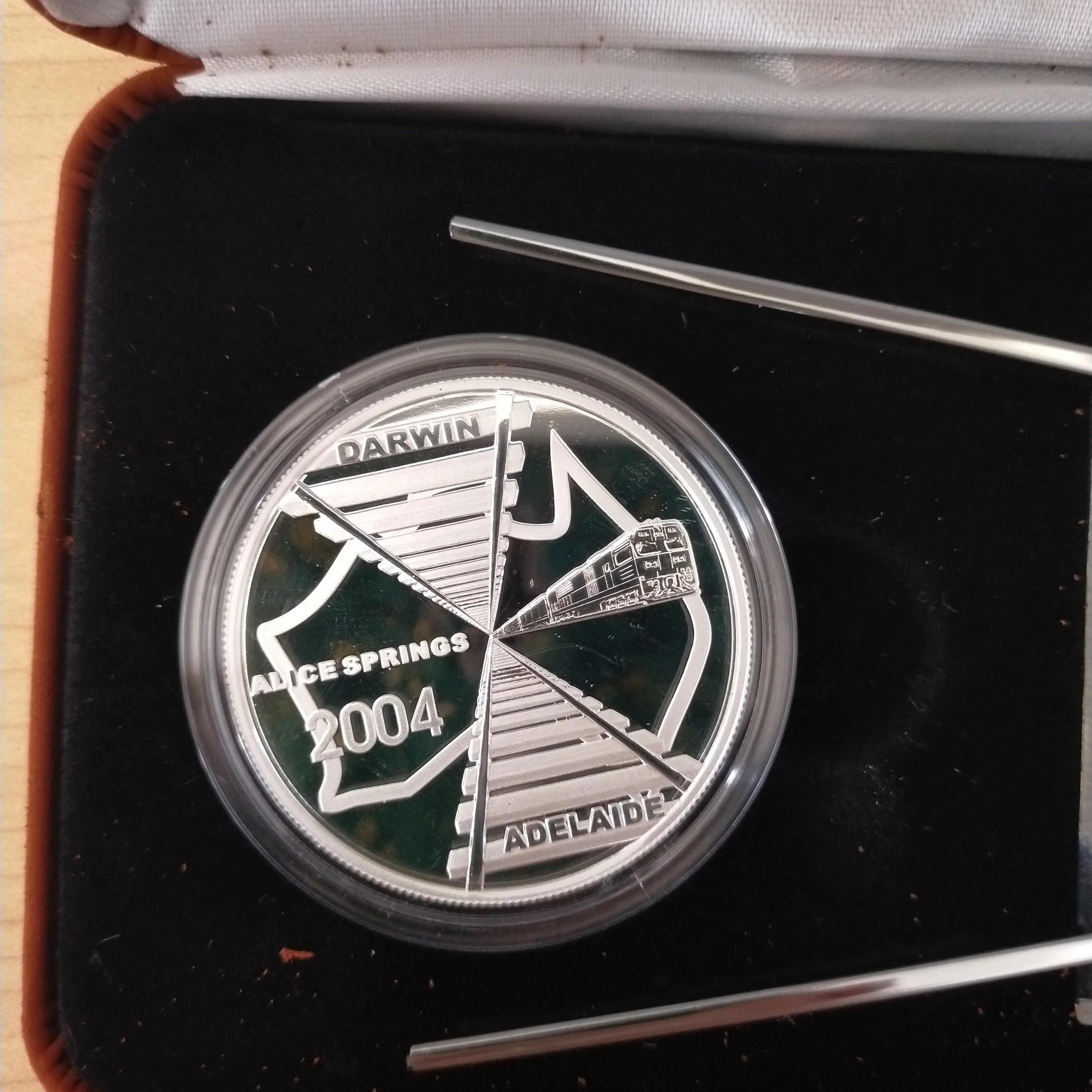 Australia 2004 Royal Australian Mint $5 Adelaide to Darwin AustralAsia Railway 1oz .999 Proof Silver Coin - Image 2