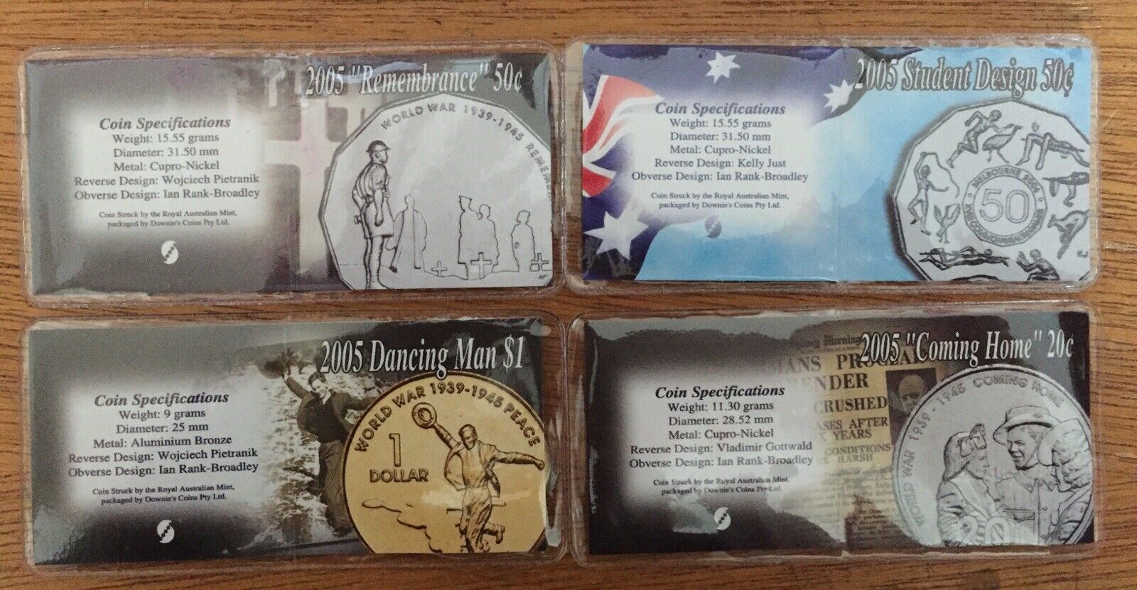 Australia 2005 6 Coin Set Plus WWII 20c, 50c, $1 &    50c Student In Special Folders. Unc - Image 2