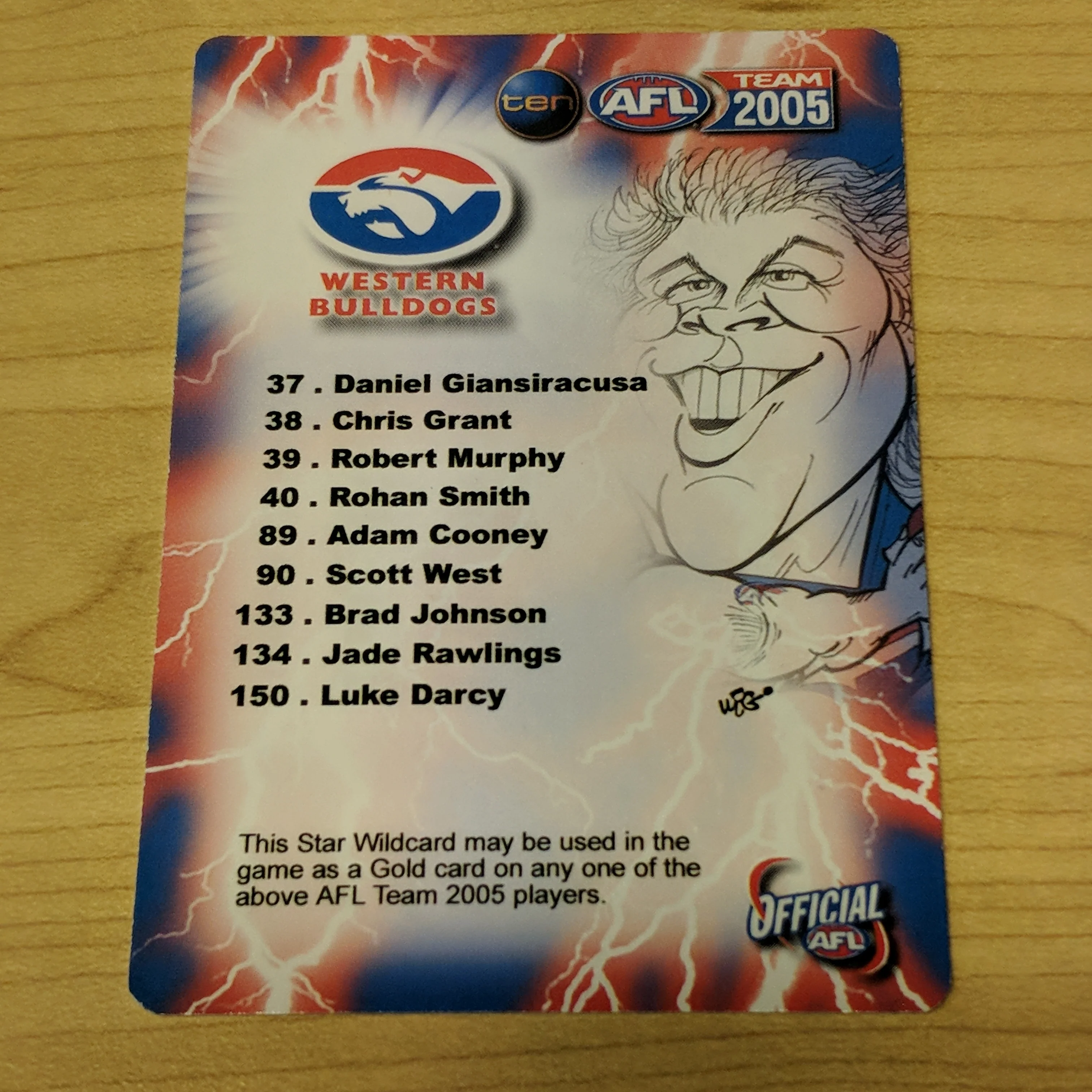 2005 AFL Teamcoach Star Wildcard Adam Cooney Western Bulldogs SW-16 - Image 2