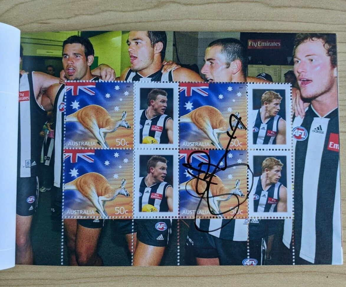 2005 Collingwood Football Club Official Stamp Booklet 50c Signed Scott Burns - Image 2